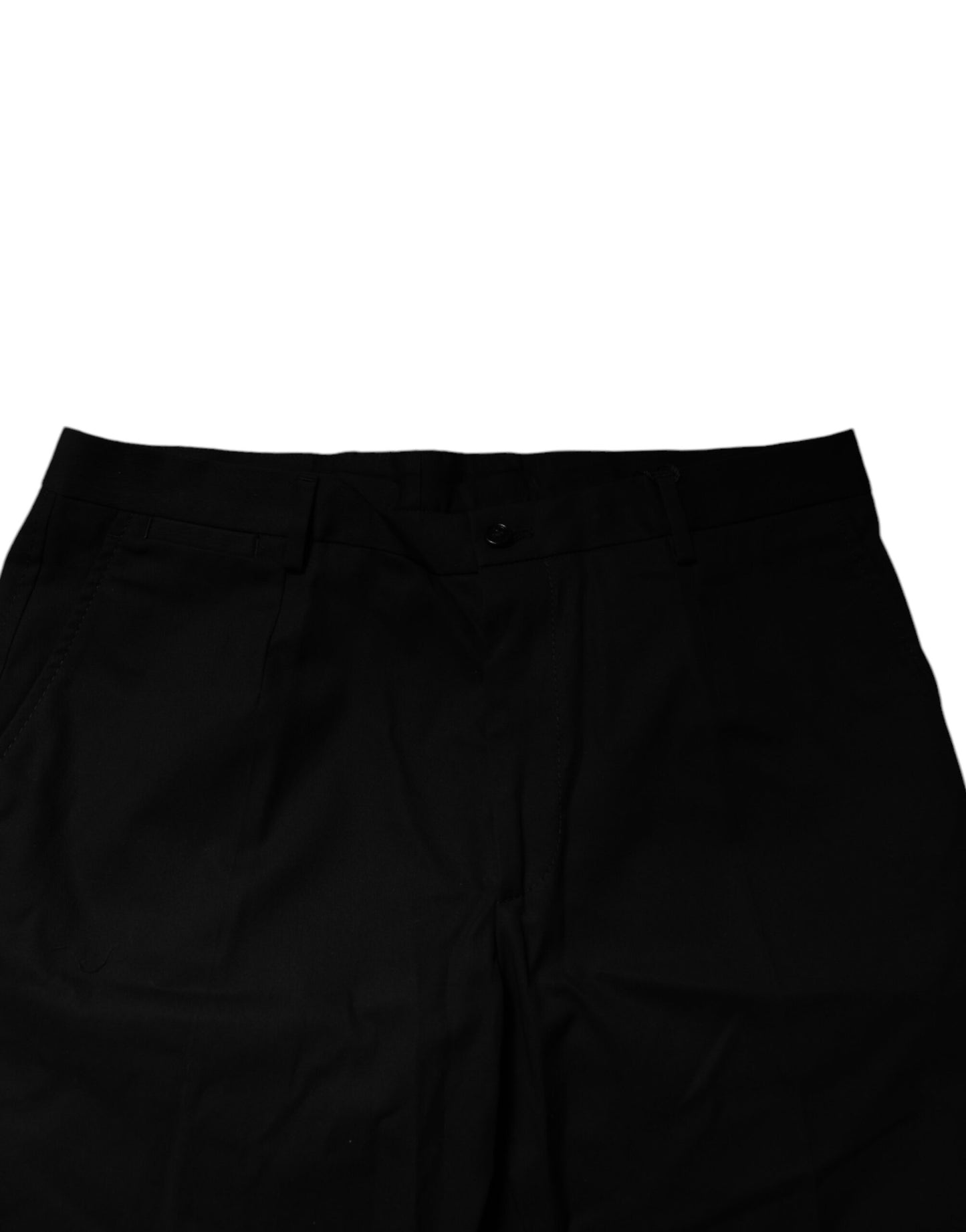 Dolce & Gabbana Black Cotton Stretch Mid Waist Bermuda Shorts