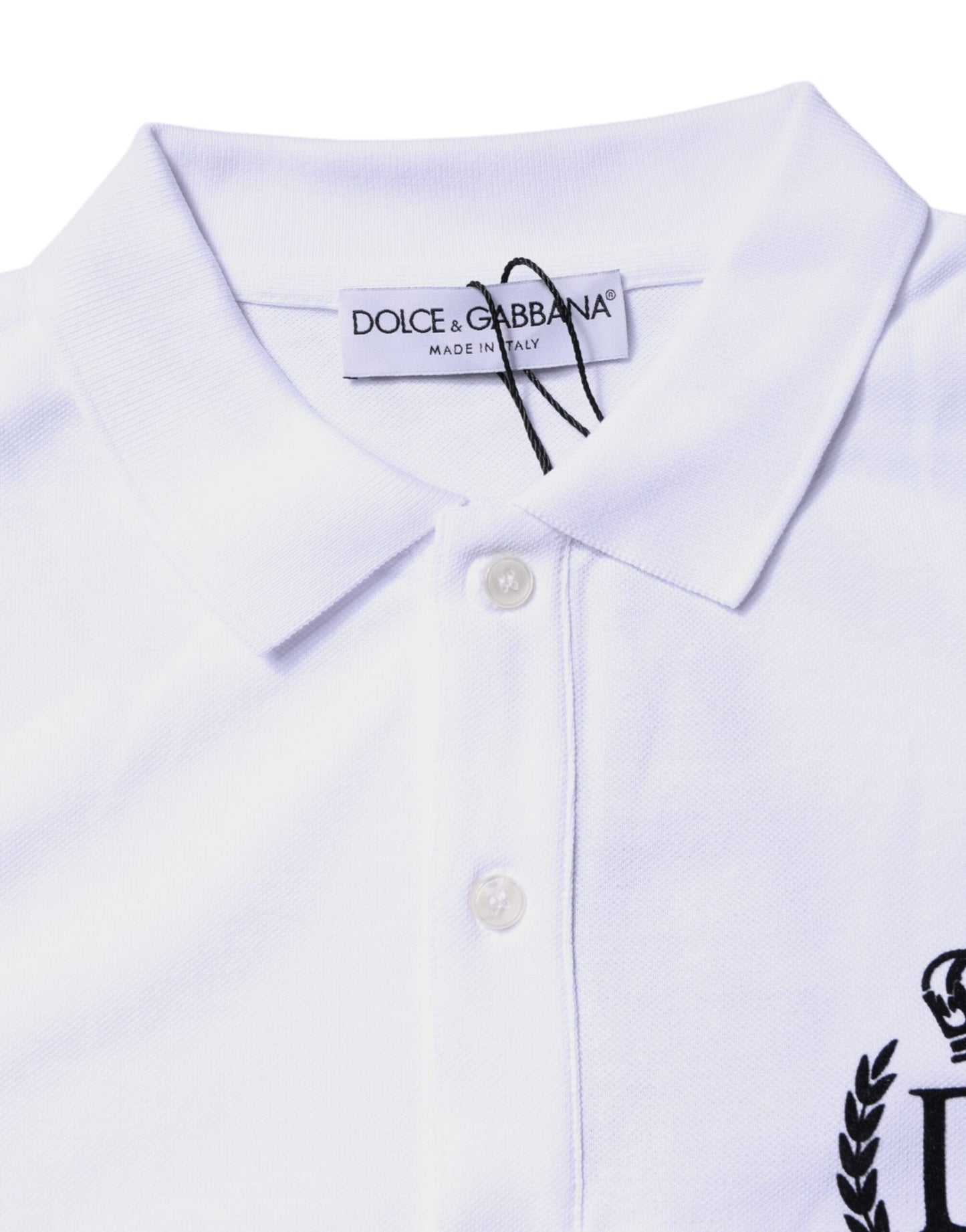 Dolce & Gabbana White Cotton Crown Collared Men Polo T-shirt