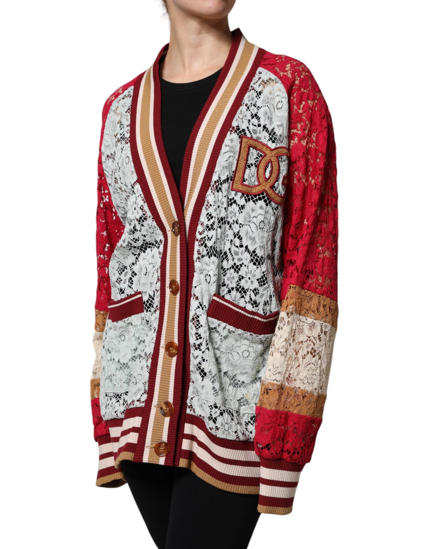 Pull cardigan en dentelle florale multicolore Dolce &amp; Gabbana