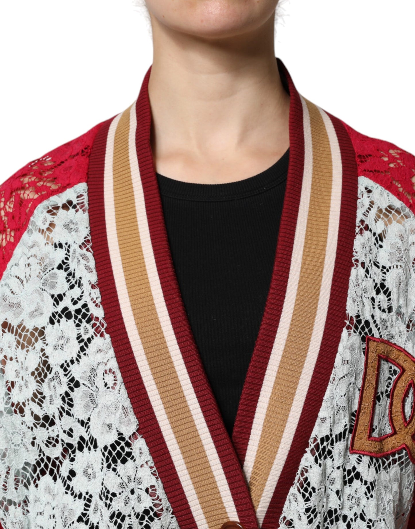 Pull cardigan en dentelle florale multicolore Dolce &amp; Gabbana
