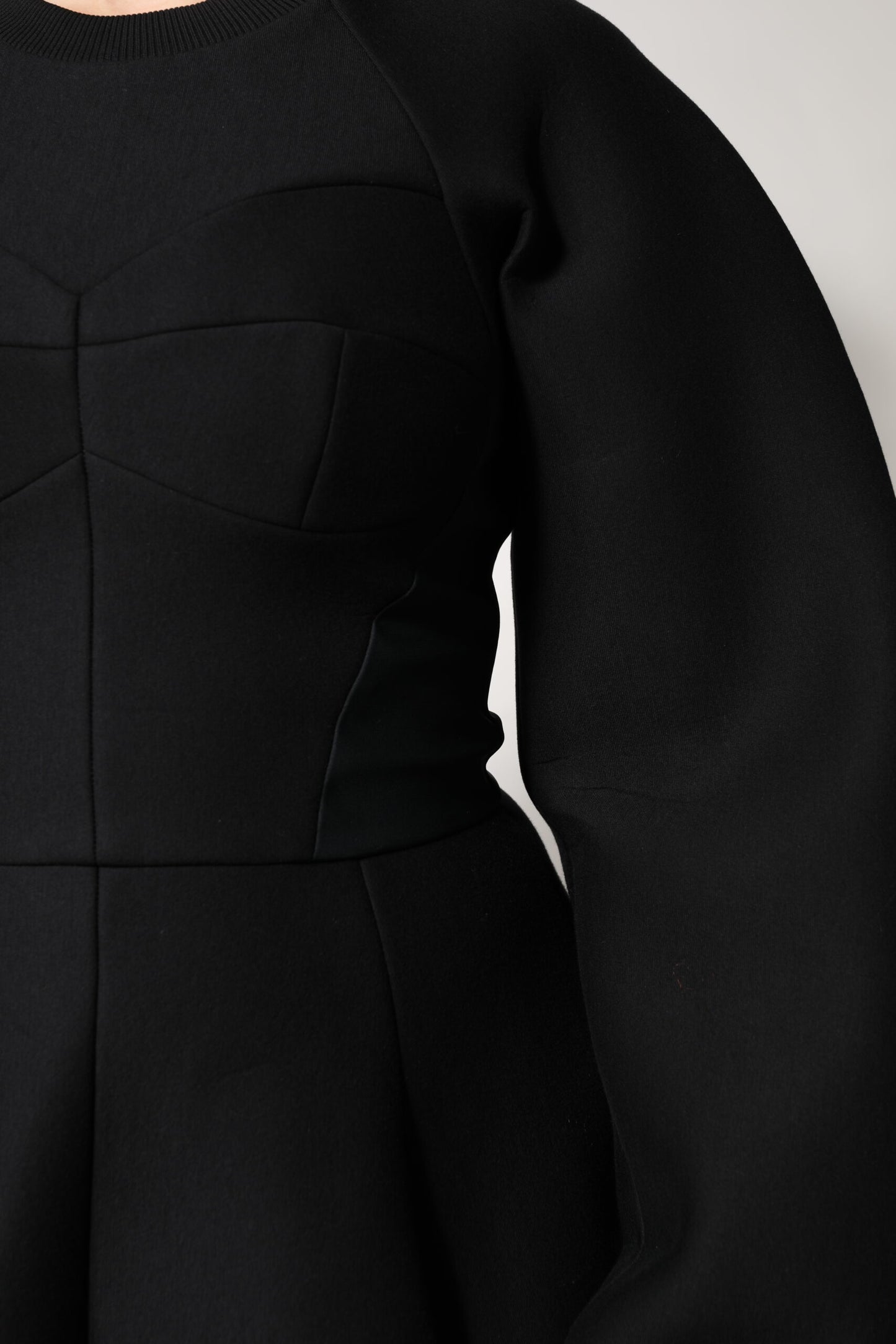 Robe courte trapèze à manches longues en coton noir Dolce &amp; Gabbana