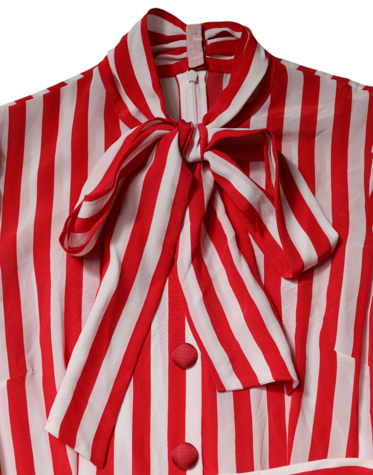 Dolce &amp; Gabbana – Langärmliges Midikleid mit weißen und roten Streifen