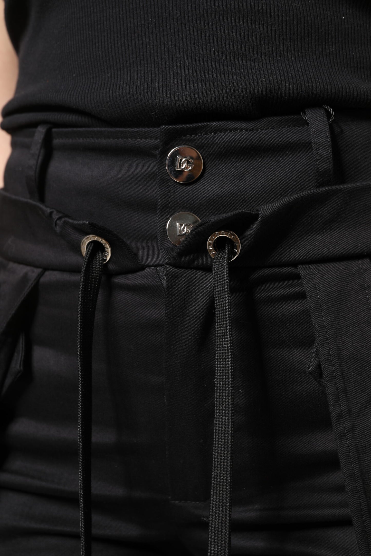Pantalon cargo taille haute en coton noir Dolce &amp; Gabbana