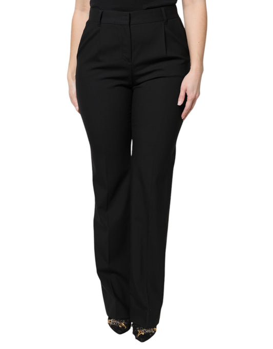 Pantalon habillé taille haute en laine noire Dolce &amp; Gabbana