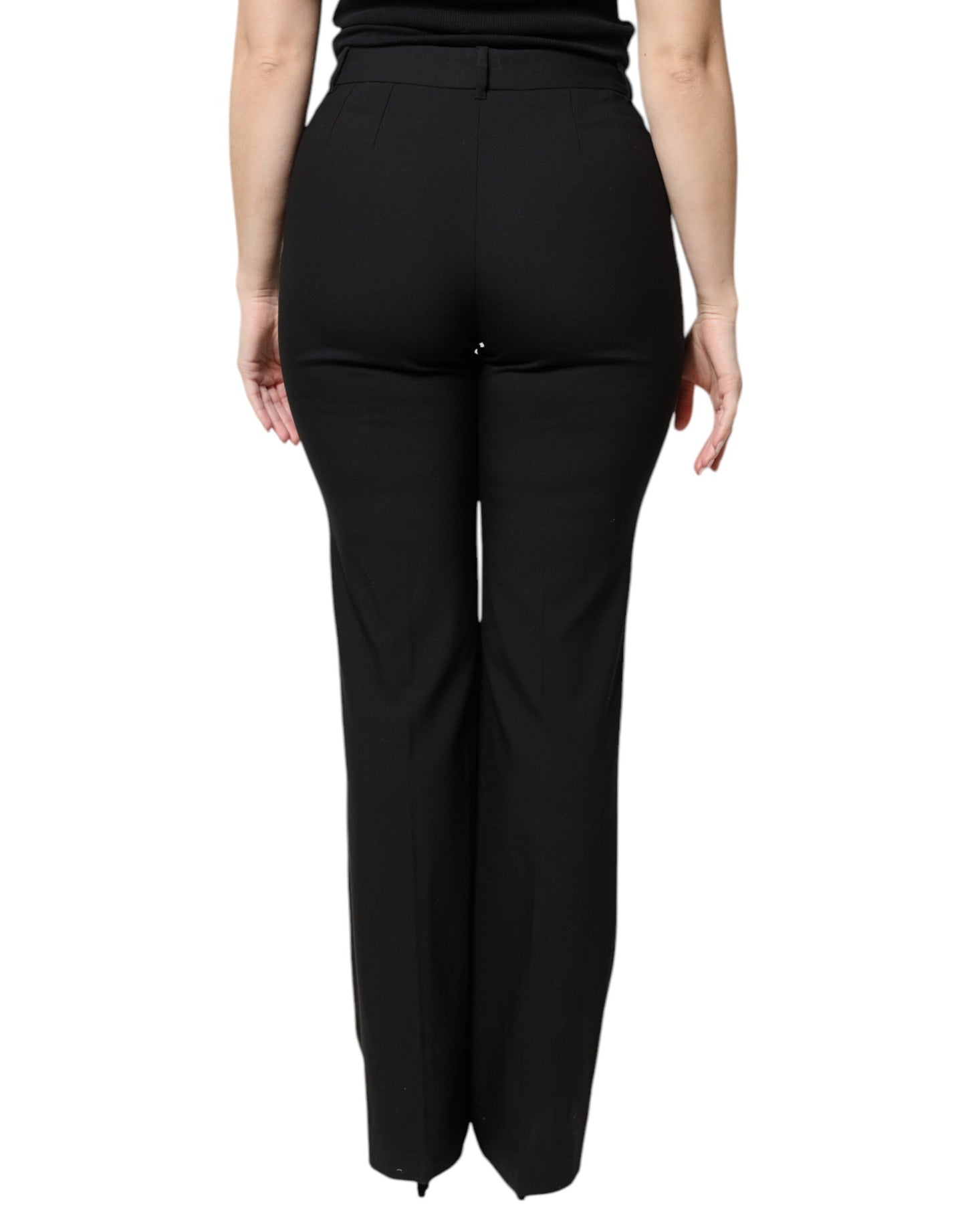 Pantalon habillé taille haute en laine noire Dolce &amp; Gabbana