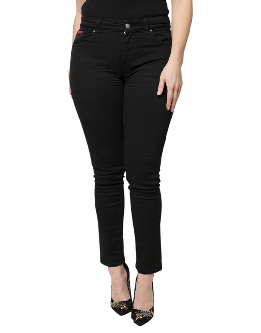 Jean skinny taille haute en coton noir Dolce &amp; Gabbana