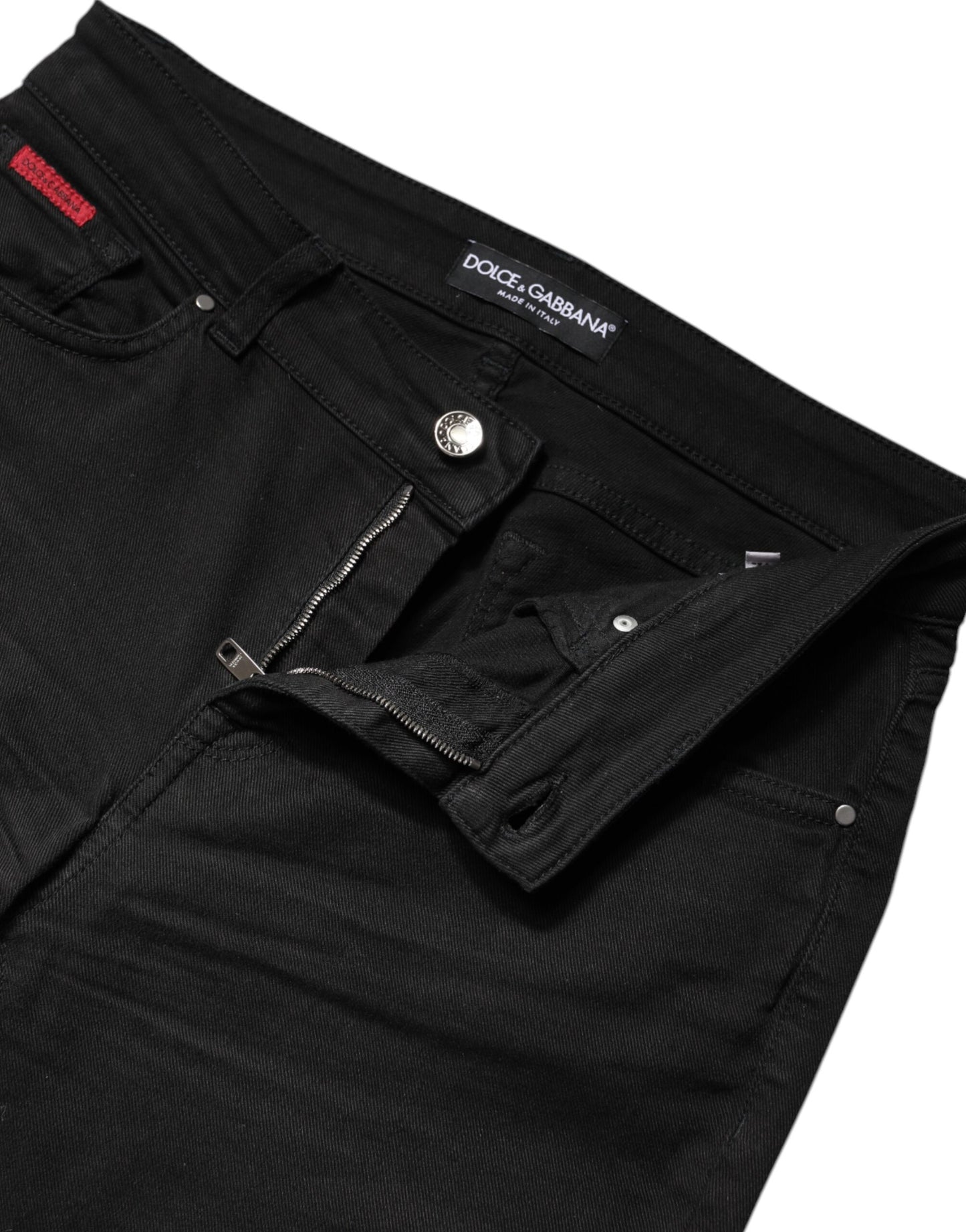 Jean skinny taille haute en coton noir Dolce &amp; Gabbana