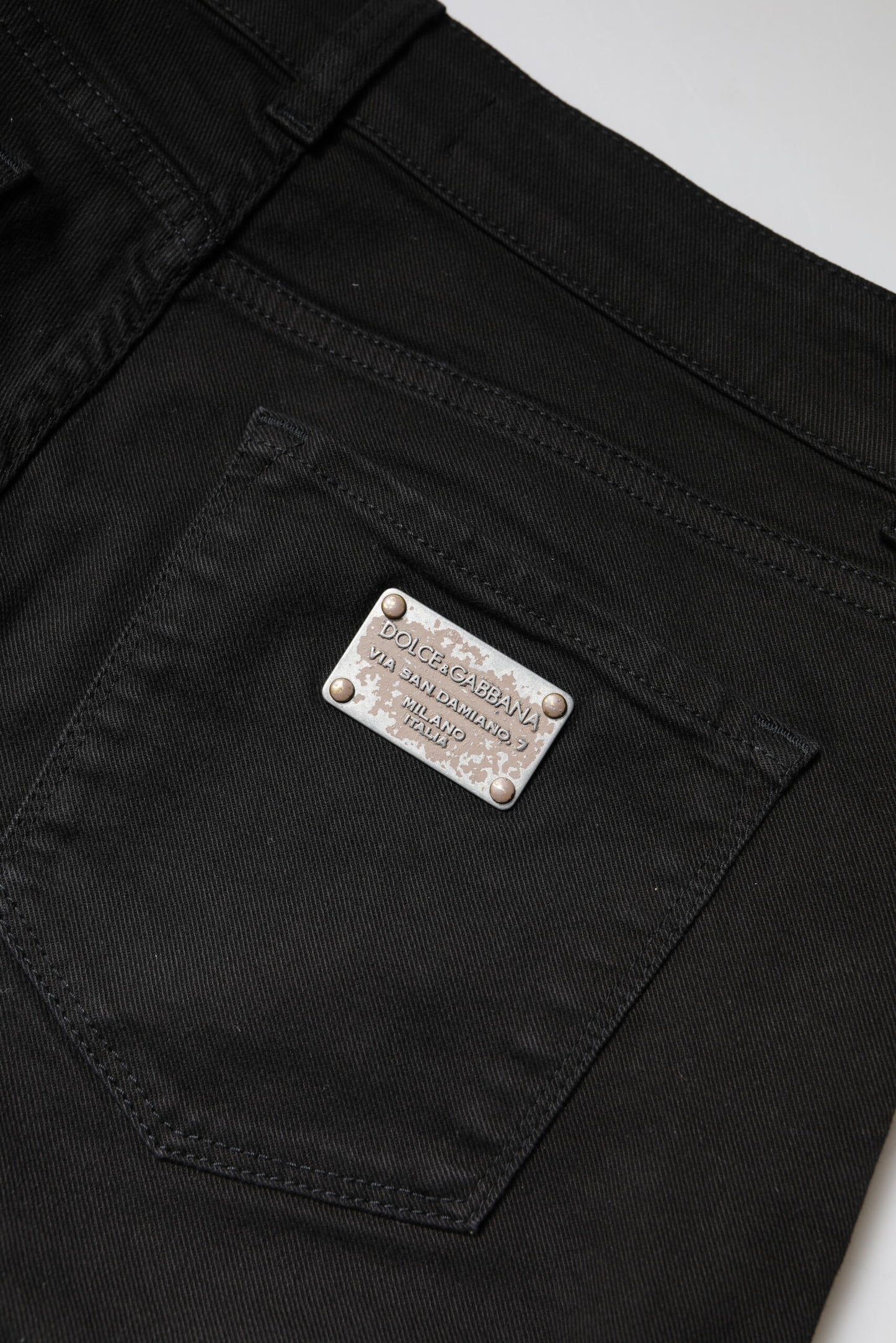 Jean skinny taille haute en coton noir Dolce &amp; Gabbana