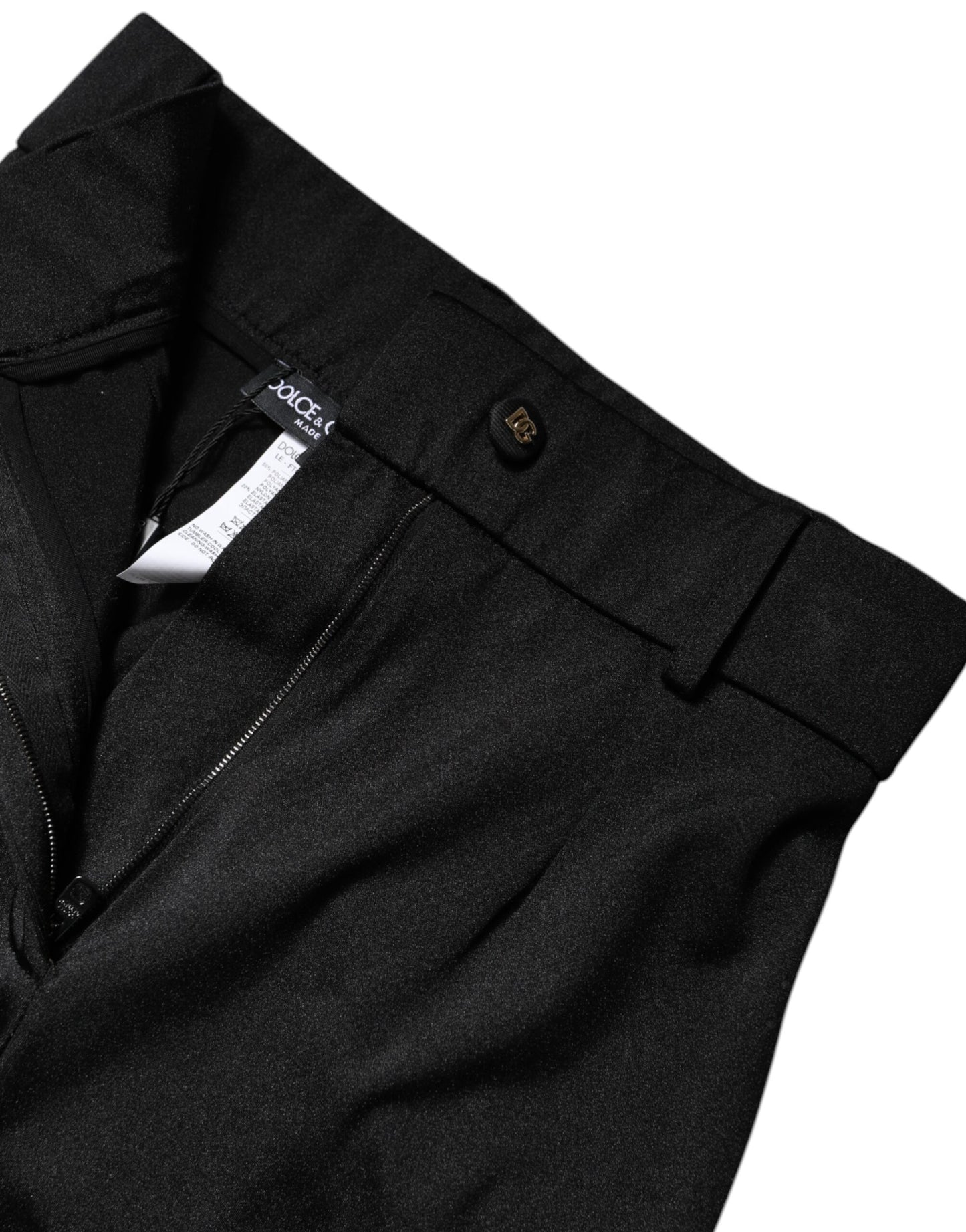 Pantalon slim taille haute en nylon noir Dolce &amp; Gabbana