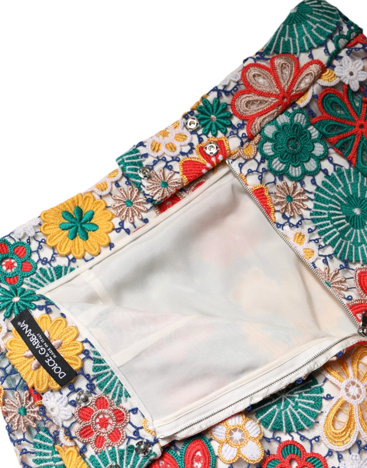 Mini-jupe taille haute en dentelle florale multicolore Dolce &amp; Gabbana