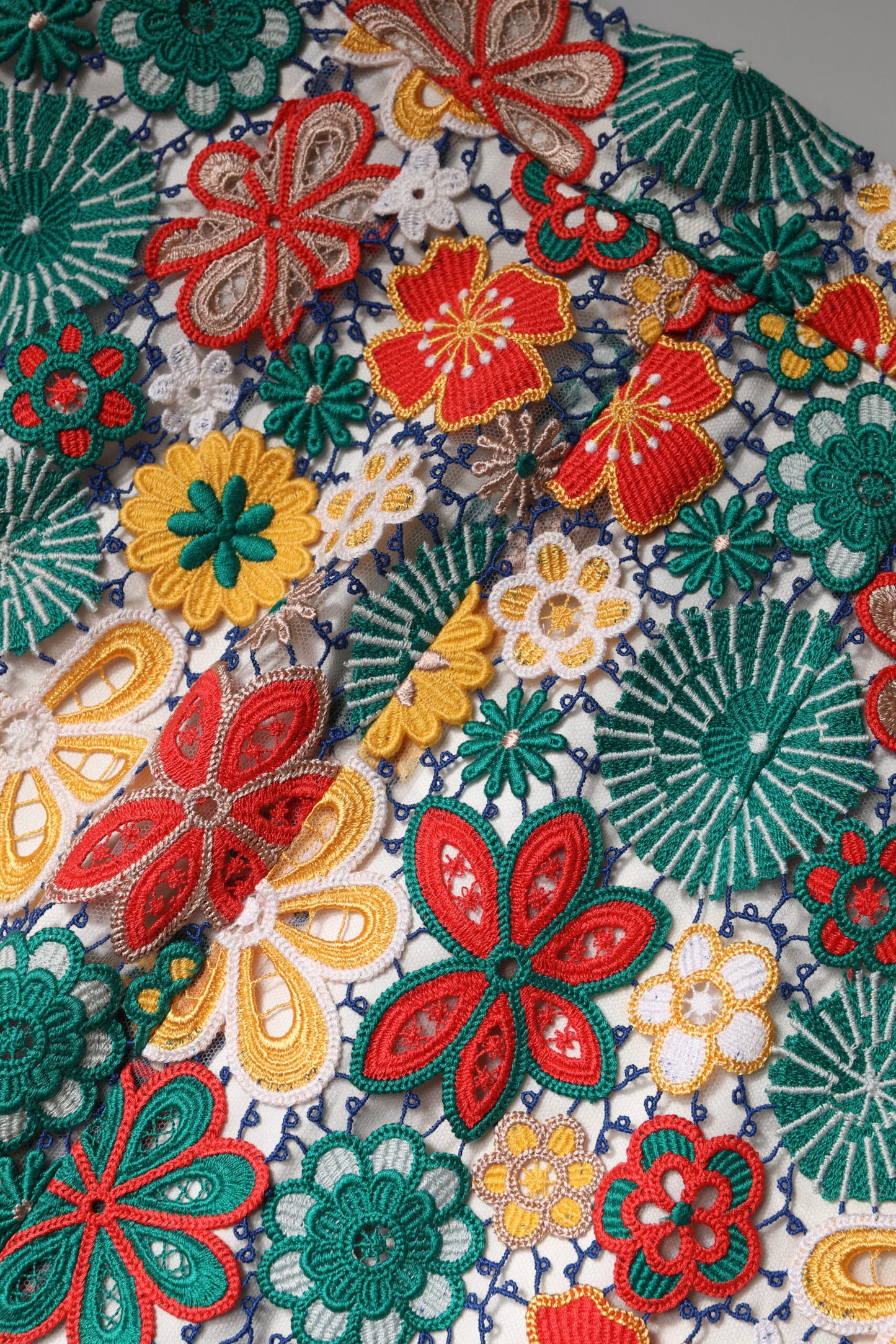 Mini-jupe taille haute en dentelle florale multicolore Dolce &amp; Gabbana