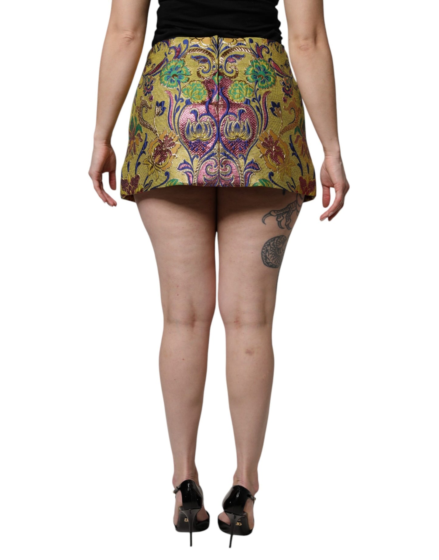 Mini-jupe taille moyenne en jacquard floral multicolore Dolce &amp; Gabbana