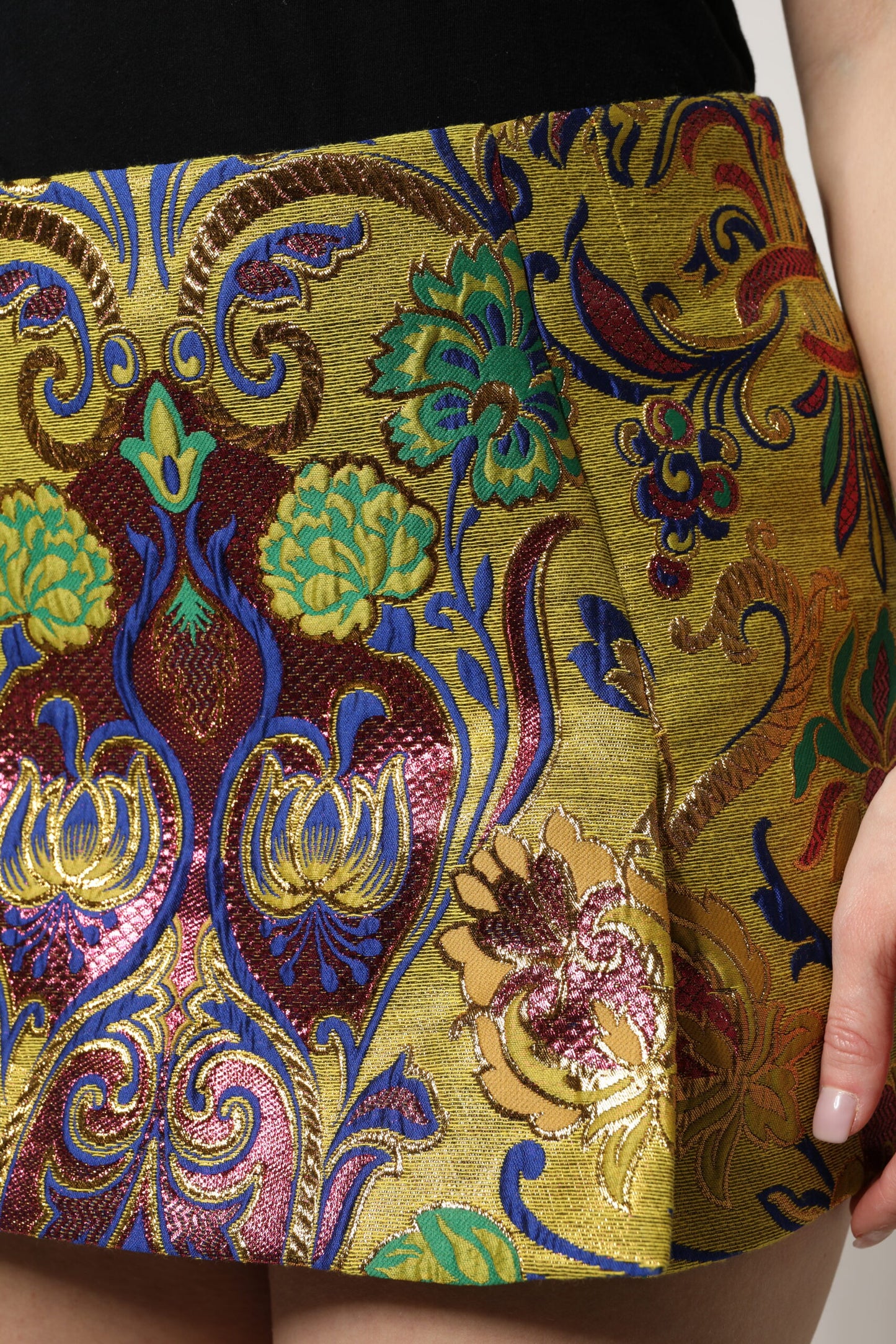 Mini-jupe taille moyenne en jacquard floral multicolore Dolce &amp; Gabbana