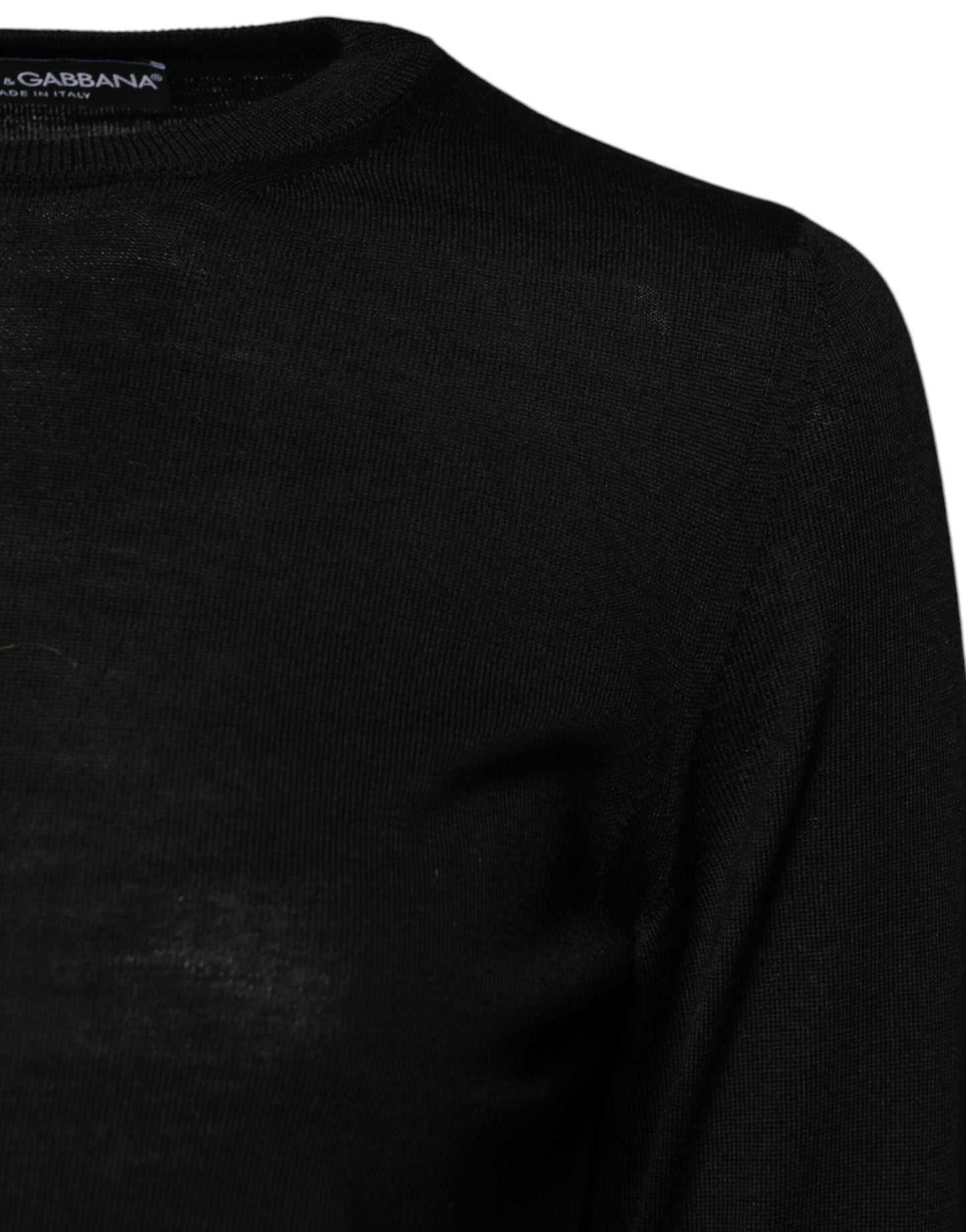 Dolce &amp; Gabbana – Schwarzer Pullover aus Wollstrick mit Rundhalsausschnitt