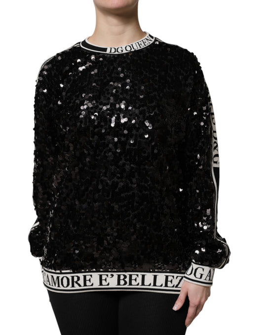 Pull à sequins noir Dolce &amp; Gabbana DG Queen