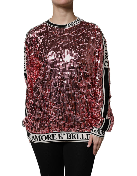Pull à sequins rose Dolce &amp; Gabbana DG Queen
