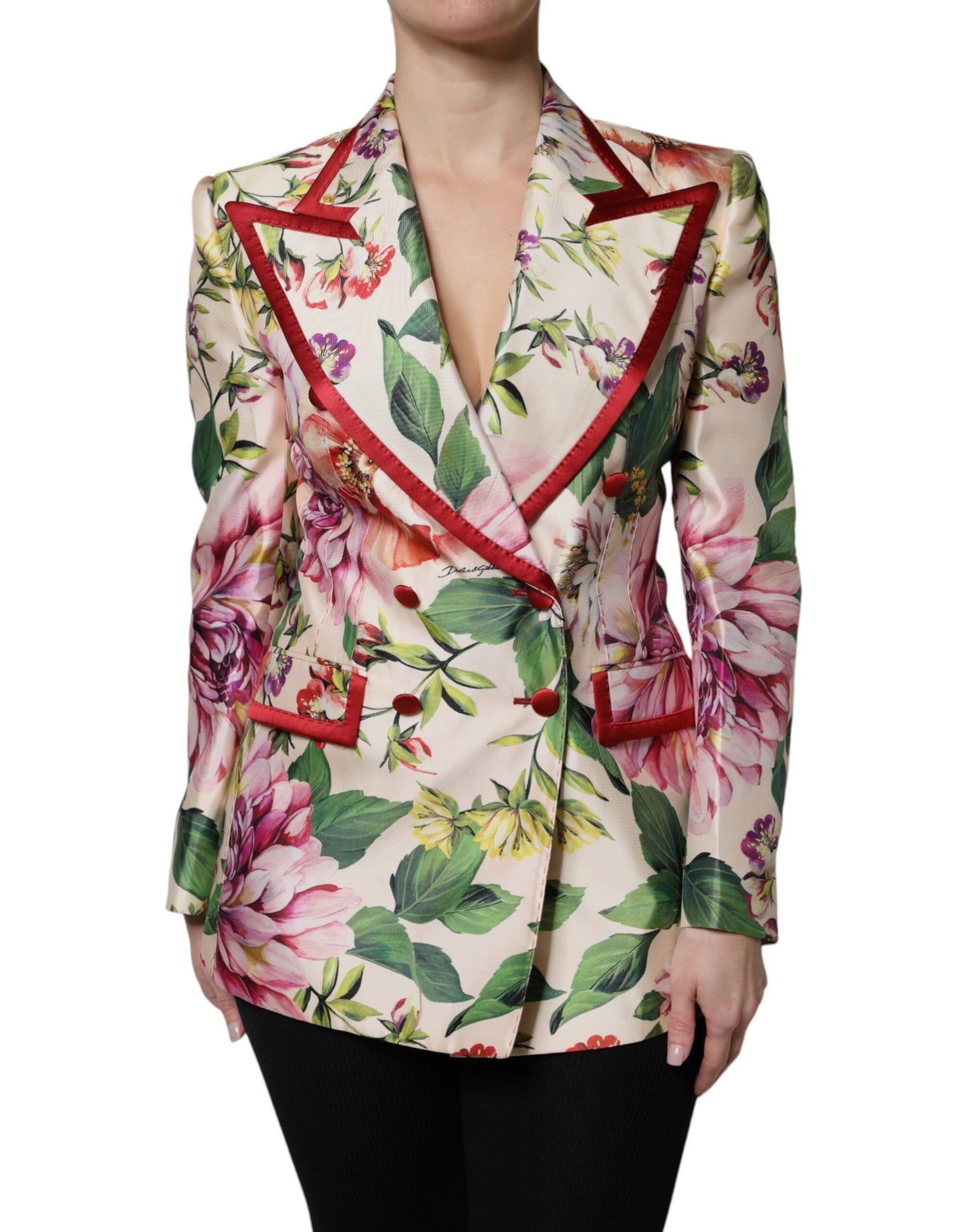Veste croisée à fleurs multicolores Dolce &amp; Gabbana