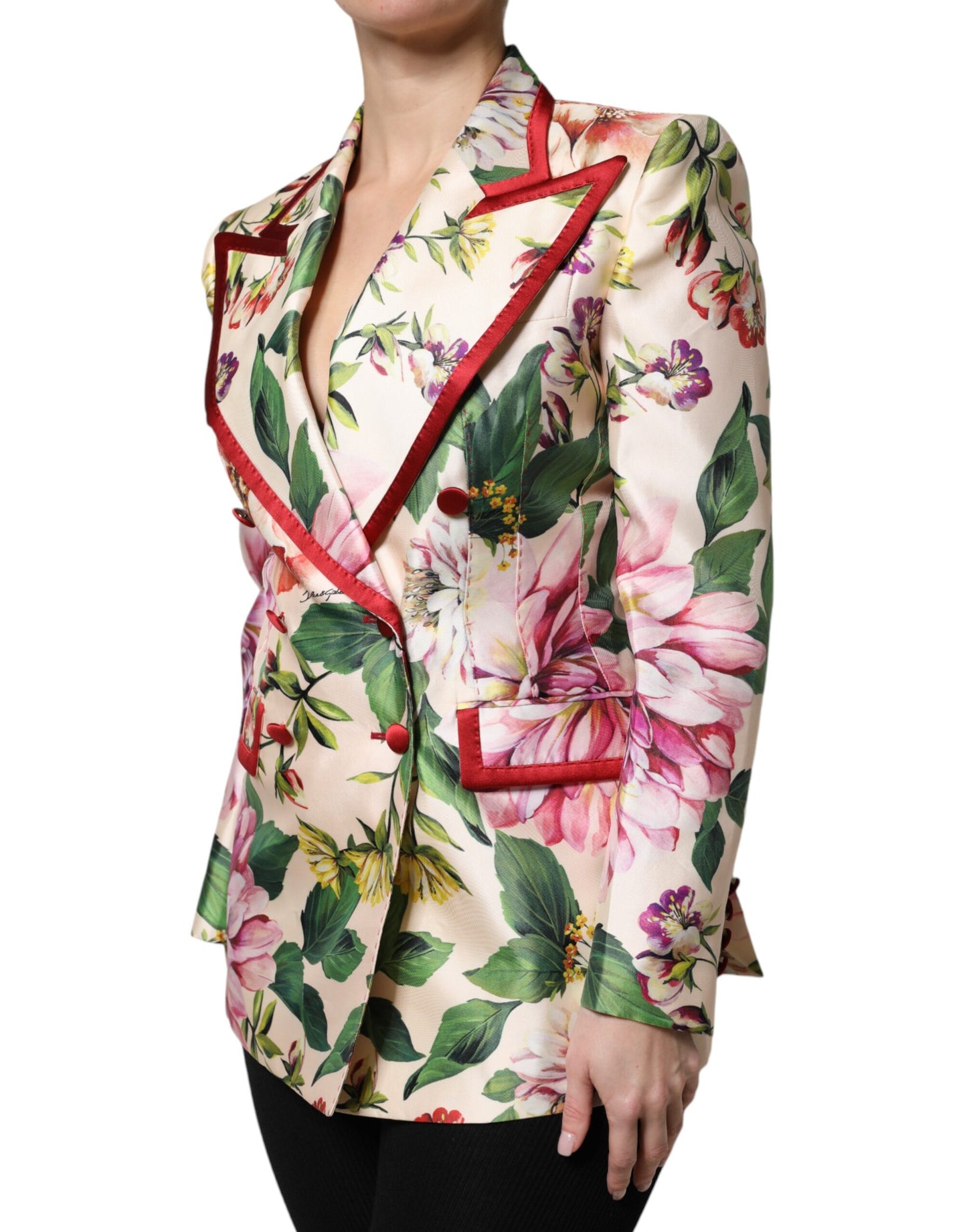 Veste croisée à fleurs multicolores Dolce &amp; Gabbana