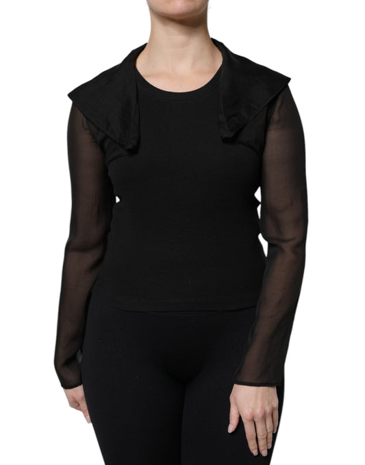 Chemisier à manches longues en soie noire transparente Dolce &amp; Gabbana