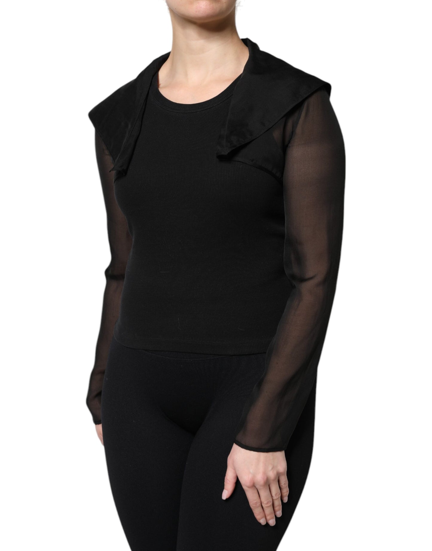 Chemisier à manches longues en soie noire transparente Dolce &amp; Gabbana