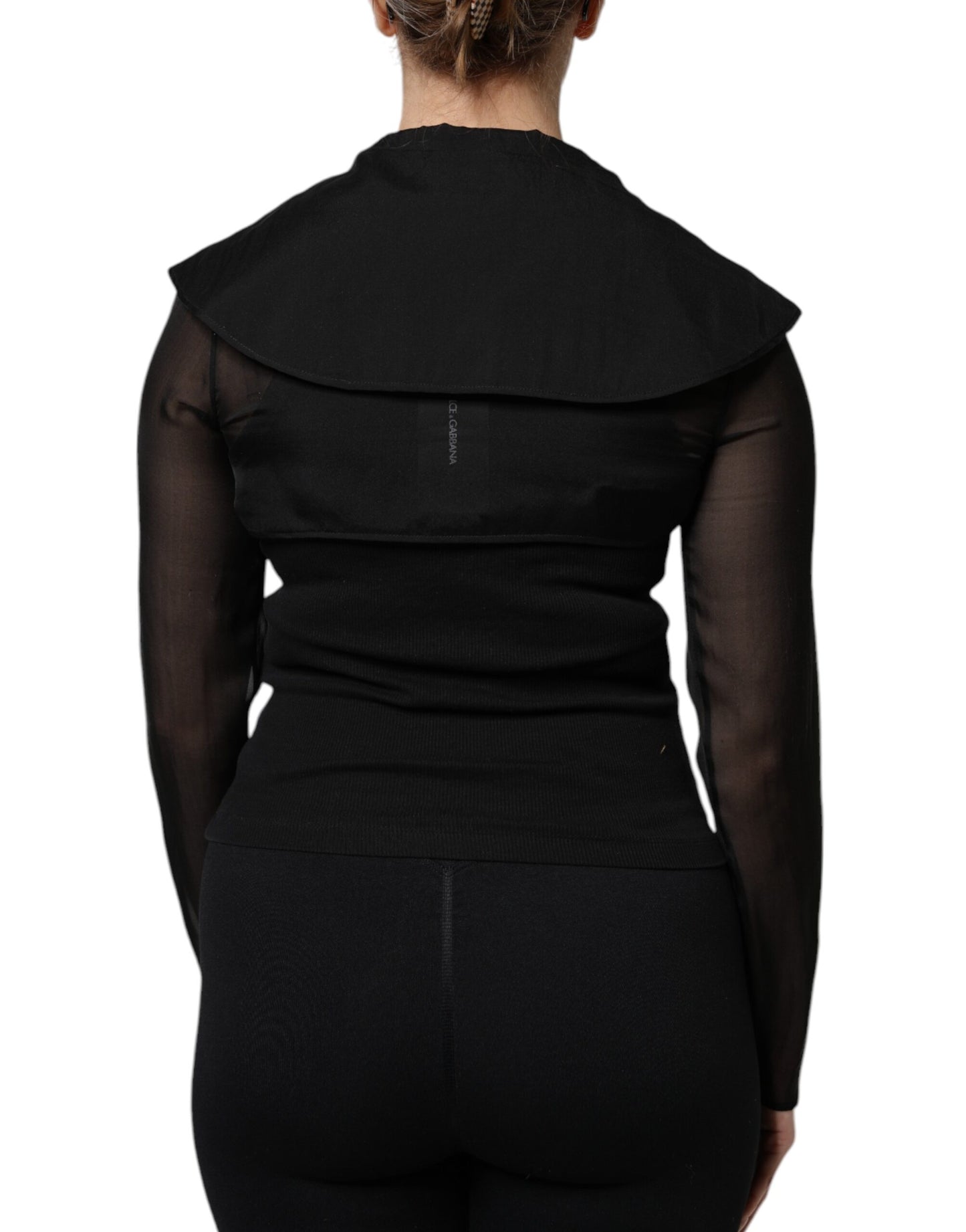 Chemisier à manches longues en soie noire transparente Dolce &amp; Gabbana