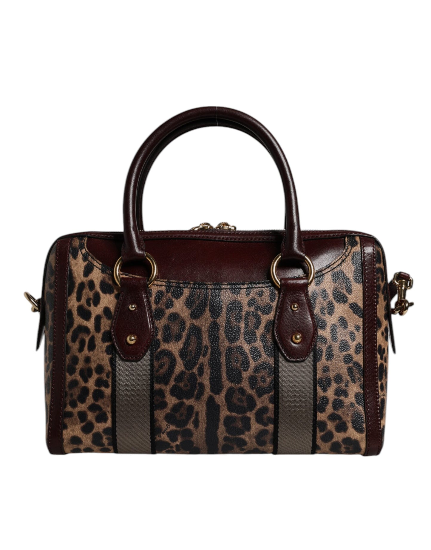 Sac de sport à bandoulière en cuir léopard marron Dolce &amp; Gabbana