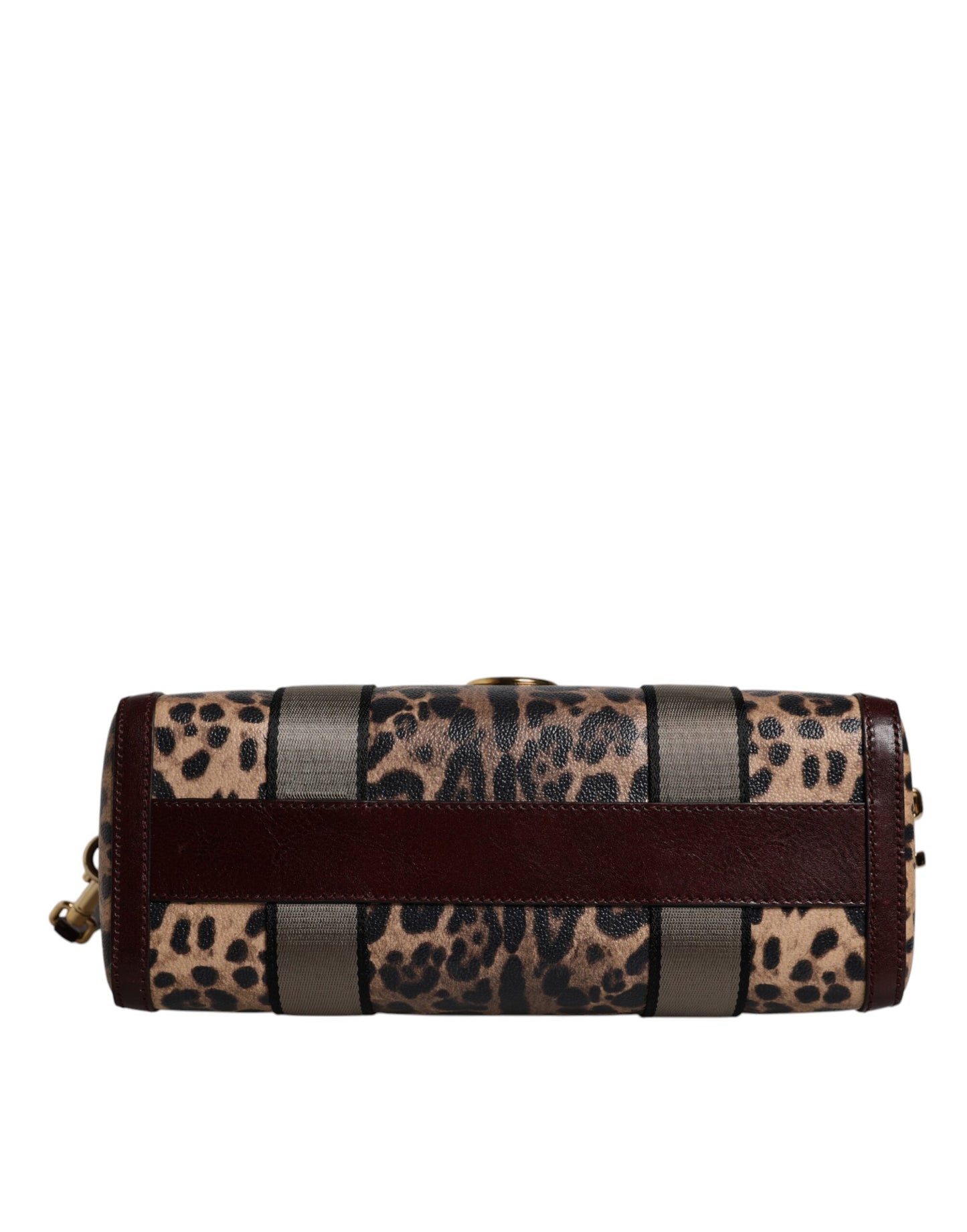 Sac de sport à bandoulière en cuir léopard marron Dolce &amp; Gabbana