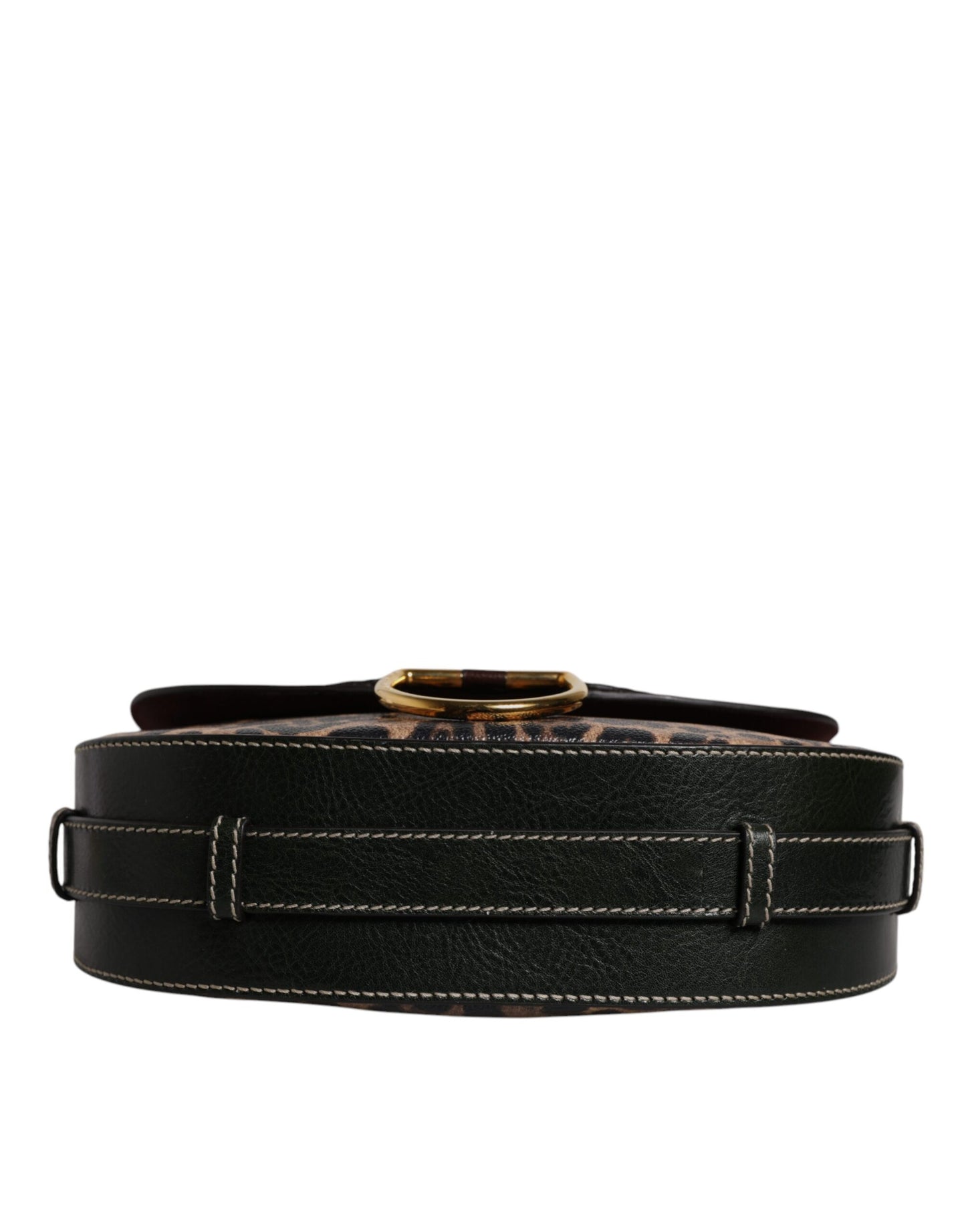 Sac à bandoulière en cuir léopard noir et marron Dolce &amp; Gabbana