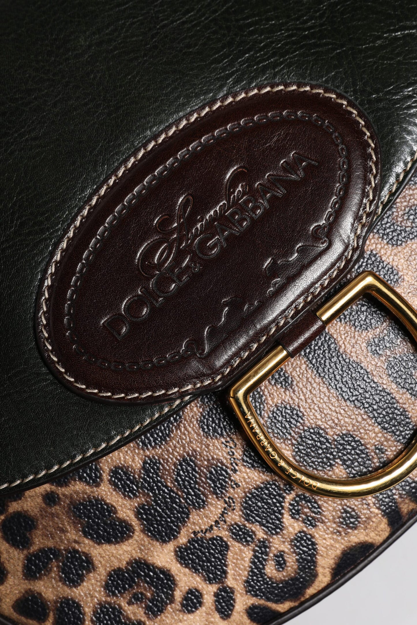 Sac à bandoulière en cuir léopard noir et marron Dolce &amp; Gabbana