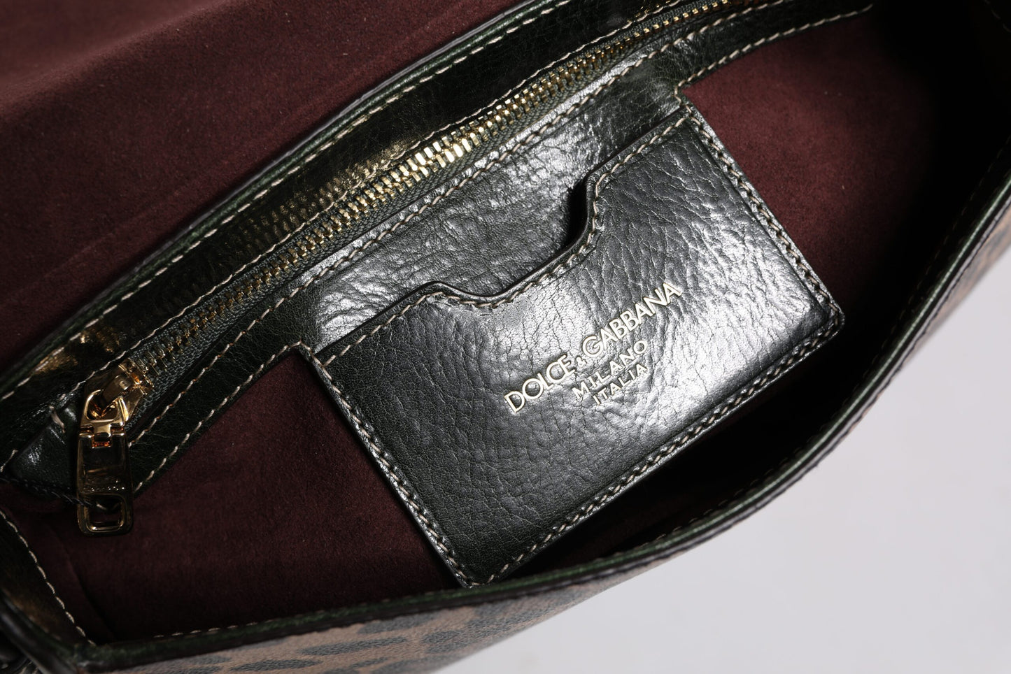 Sac à bandoulière en cuir léopard noir et marron Dolce &amp; Gabbana