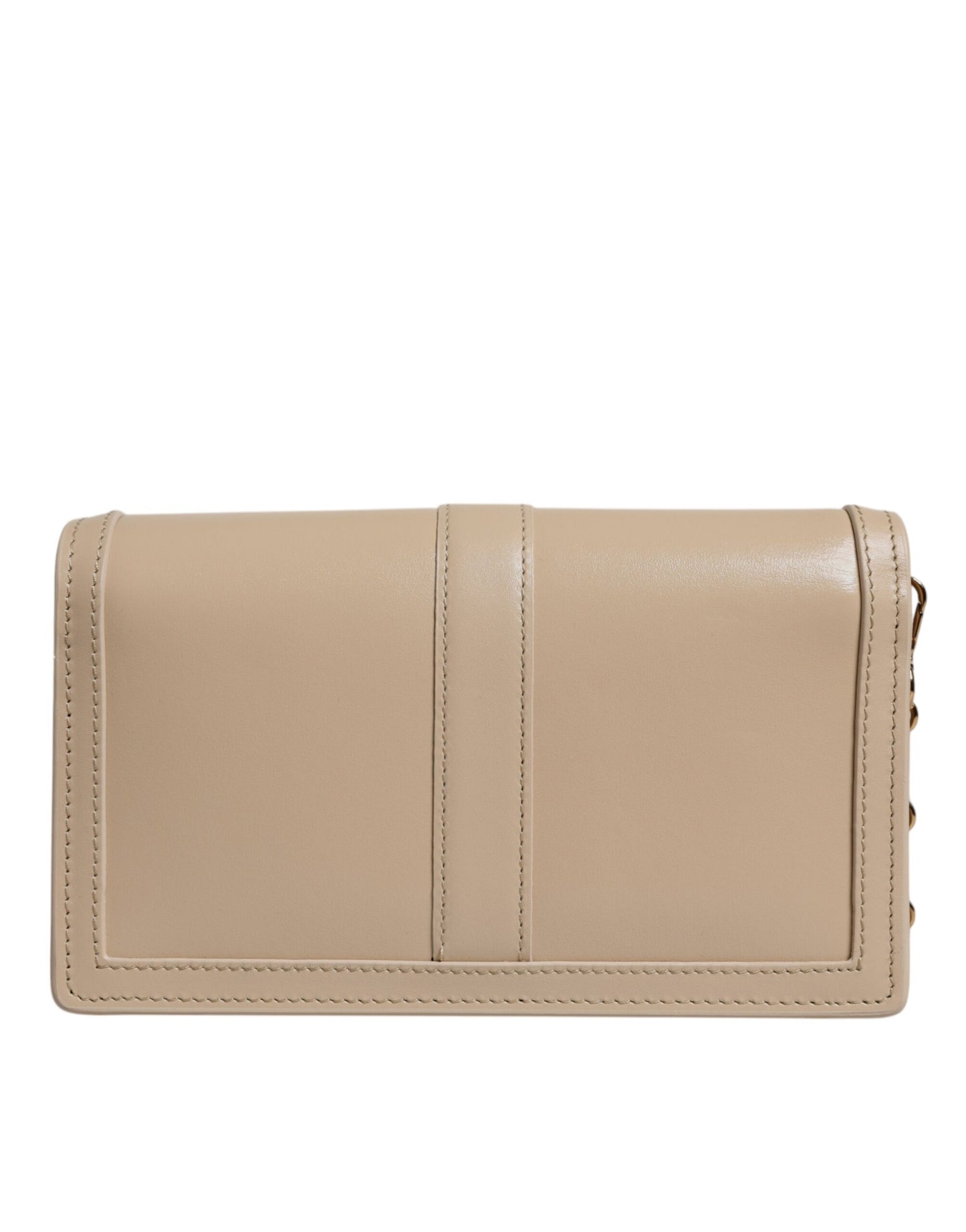 Versace – Umhängetasche aus Kalbsleder mit Goldkette in Beige