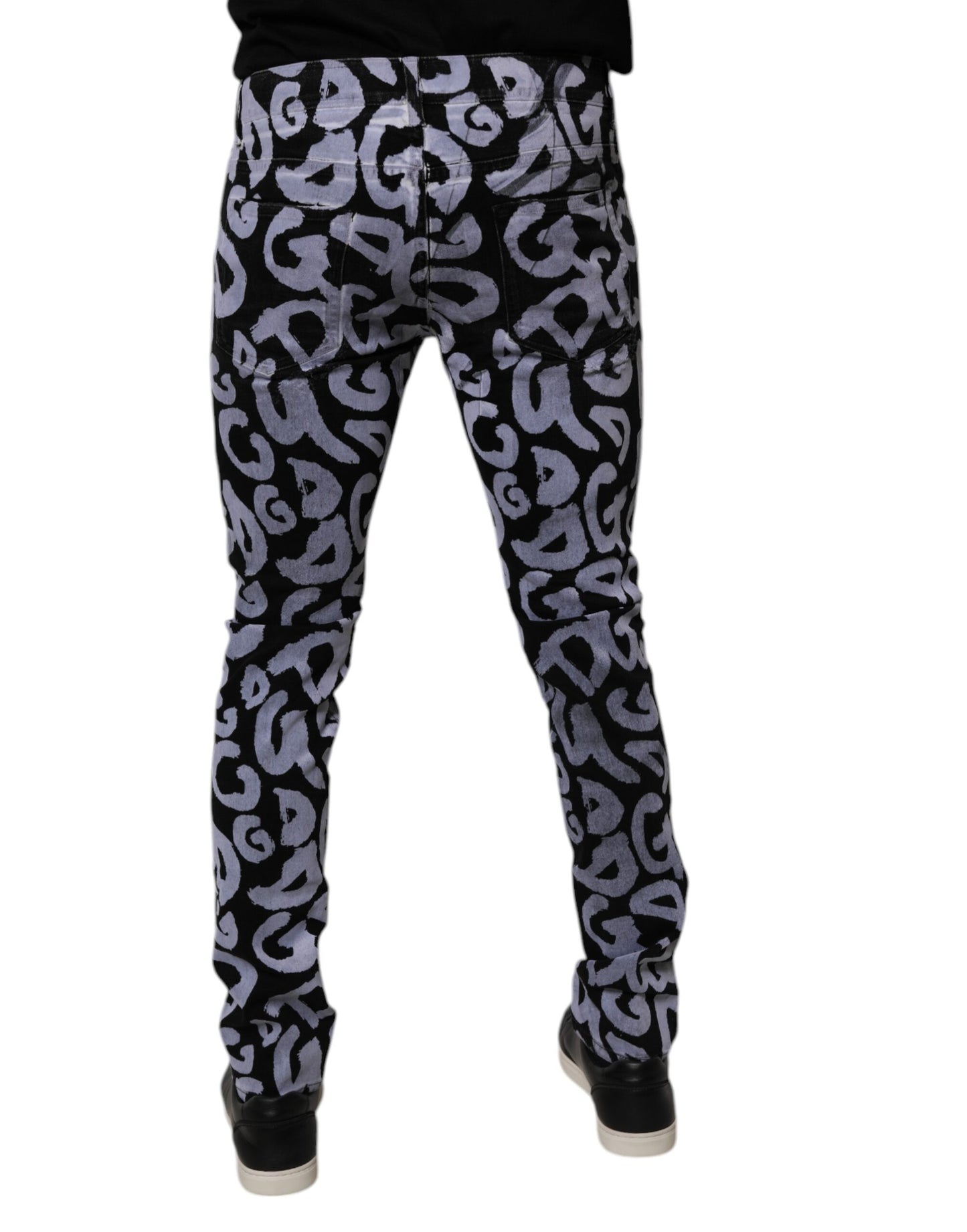 Dolce & Gabbana Black Logo Monogram Cotton Skinny Denim Jeans