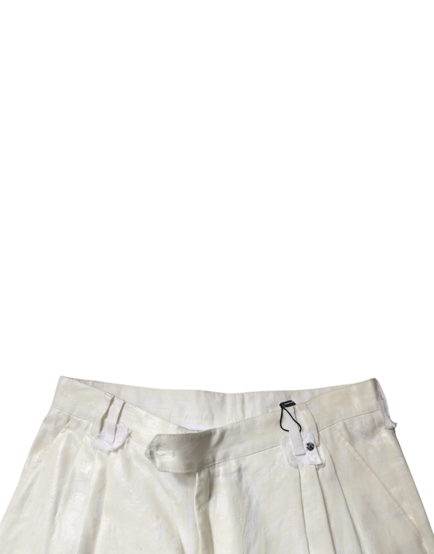 Dolce & Gabbana White Linen Mid Waist Straight Men Denim Jeans