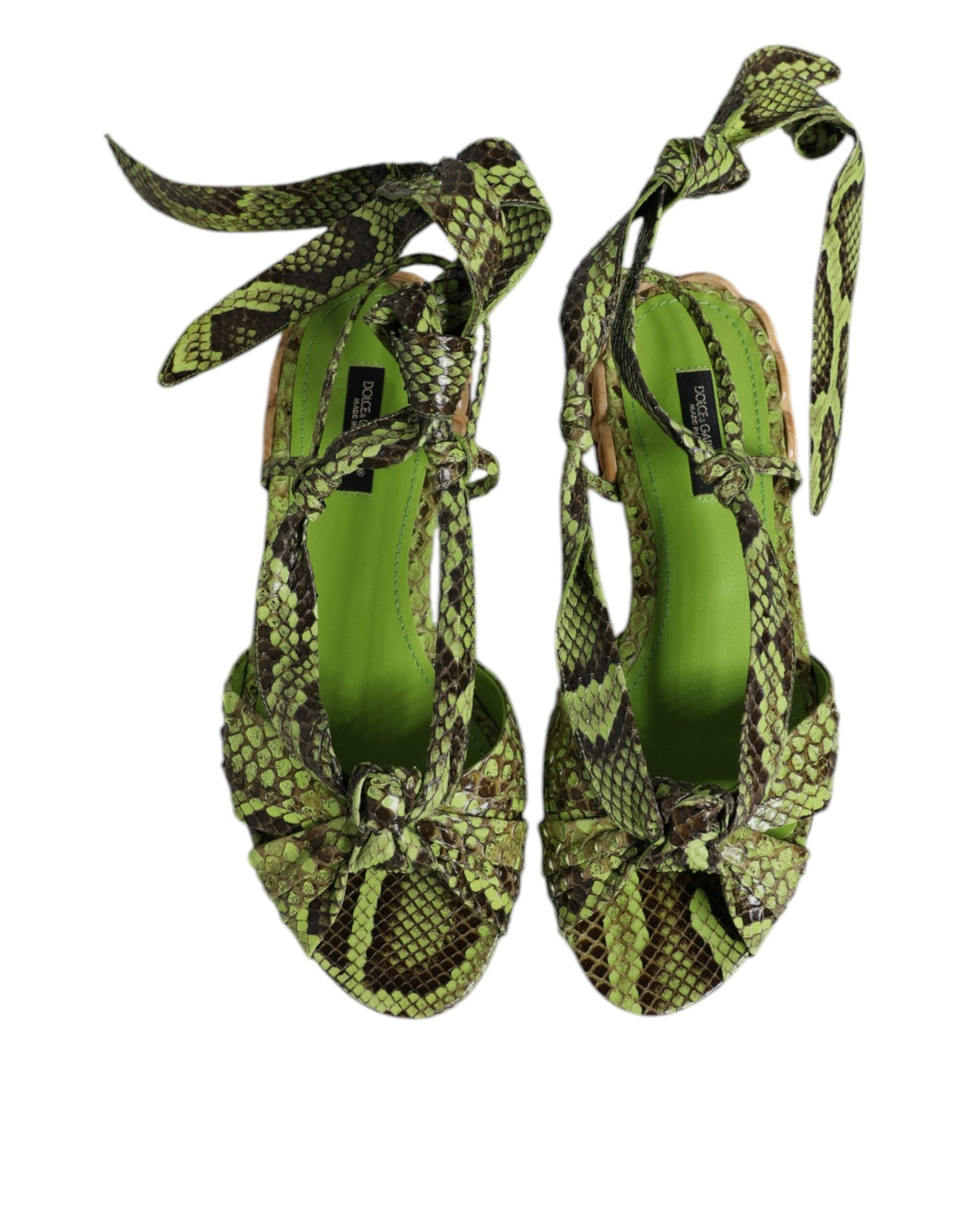 Sandales à bride cheville à imprimé animal vert Dolce &amp; Gabbana
