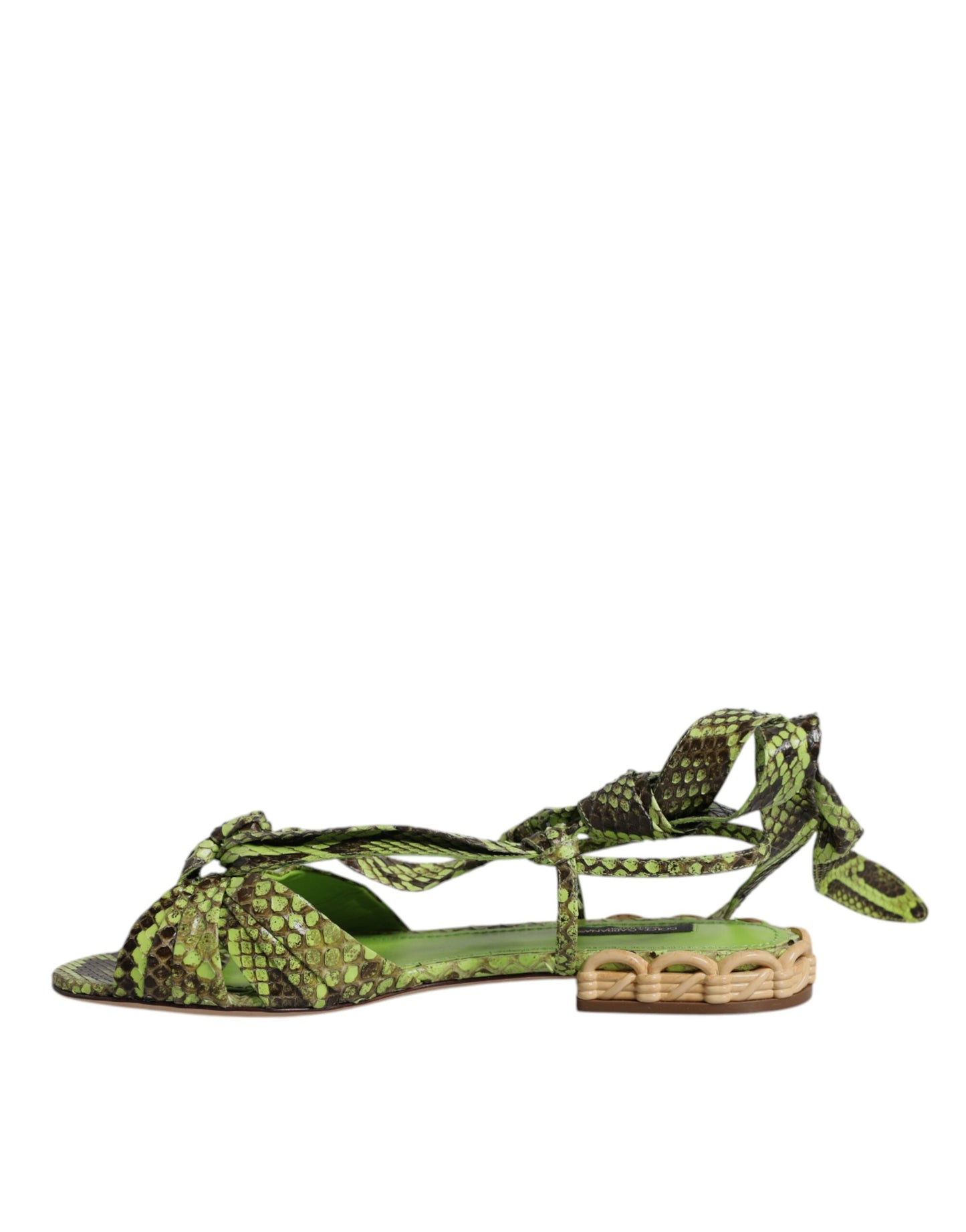 Sandales à bride cheville à imprimé animal vert Dolce &amp; Gabbana