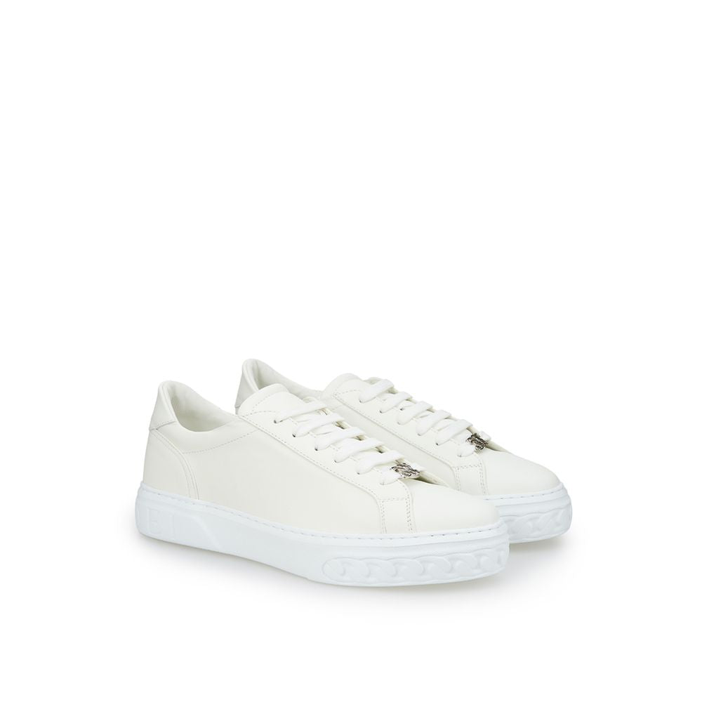 Baskets élégantes en cuir blanc Casadei