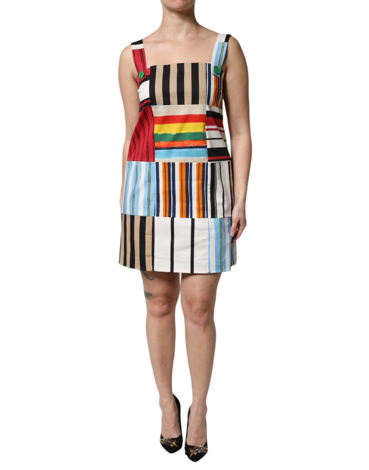 Robe sans manches à rayures multicolores en coton Dolce &amp; Gabbana