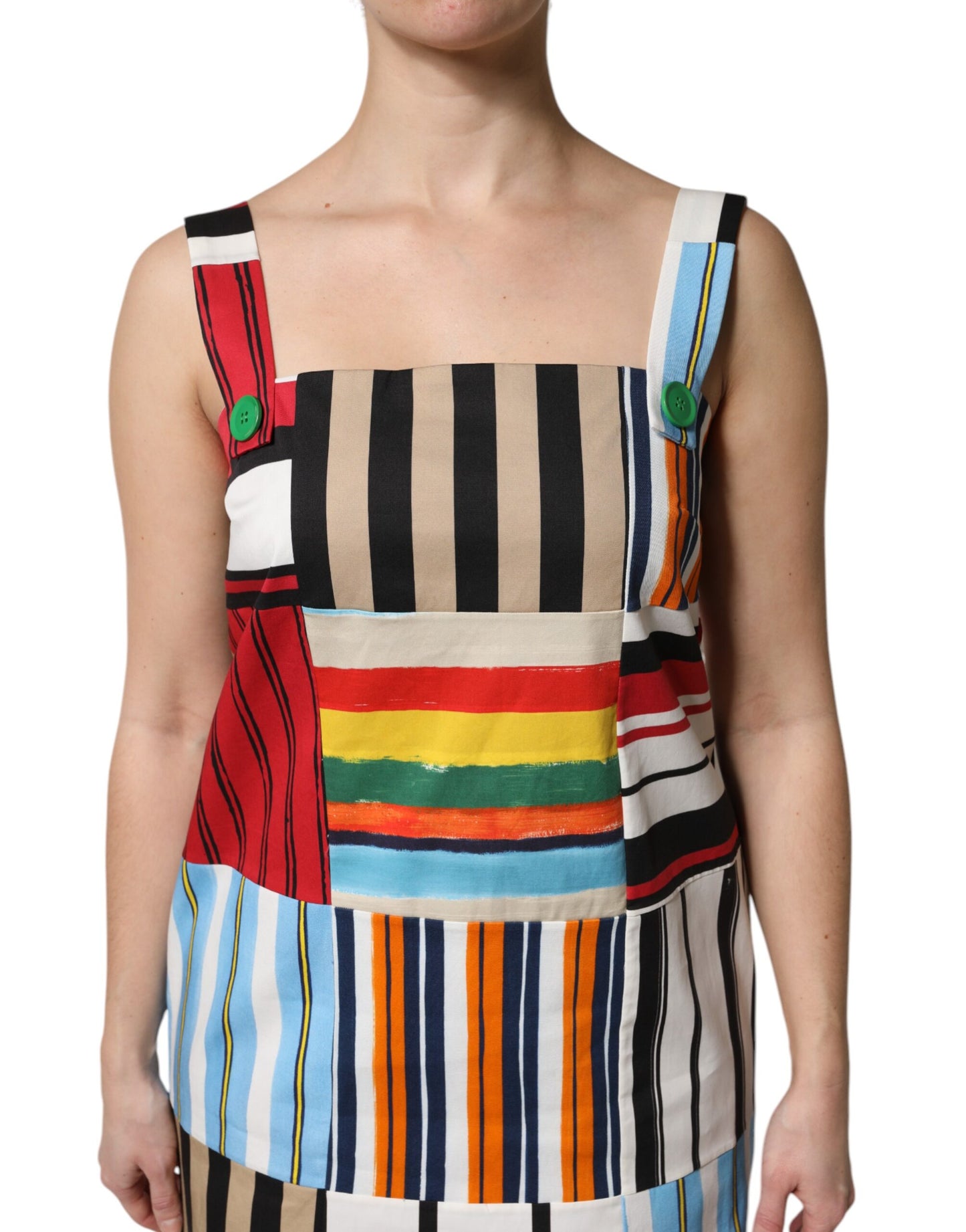 Robe sans manches à rayures multicolores en coton Dolce &amp; Gabbana