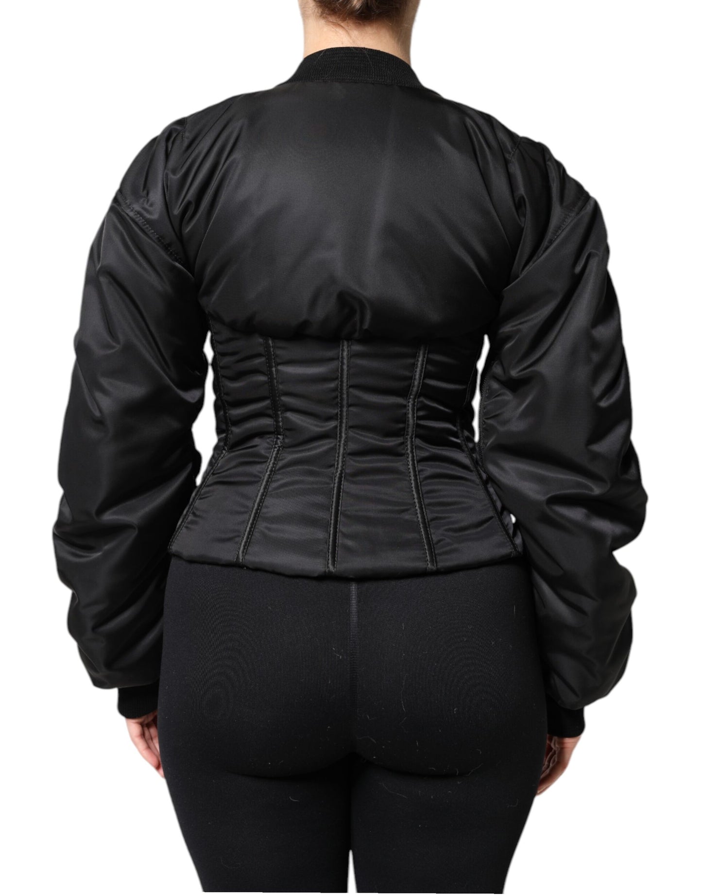 Veste corset bustier zippée en nylon noir Dolce &amp; Gabbana