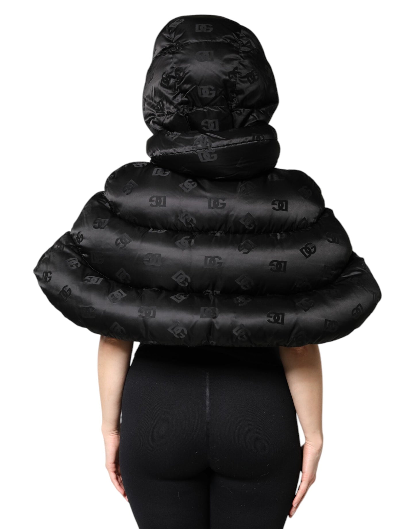 Dolce &amp; Gabbana Doudoune courte noire à capuche et fermeture éclair intégrale