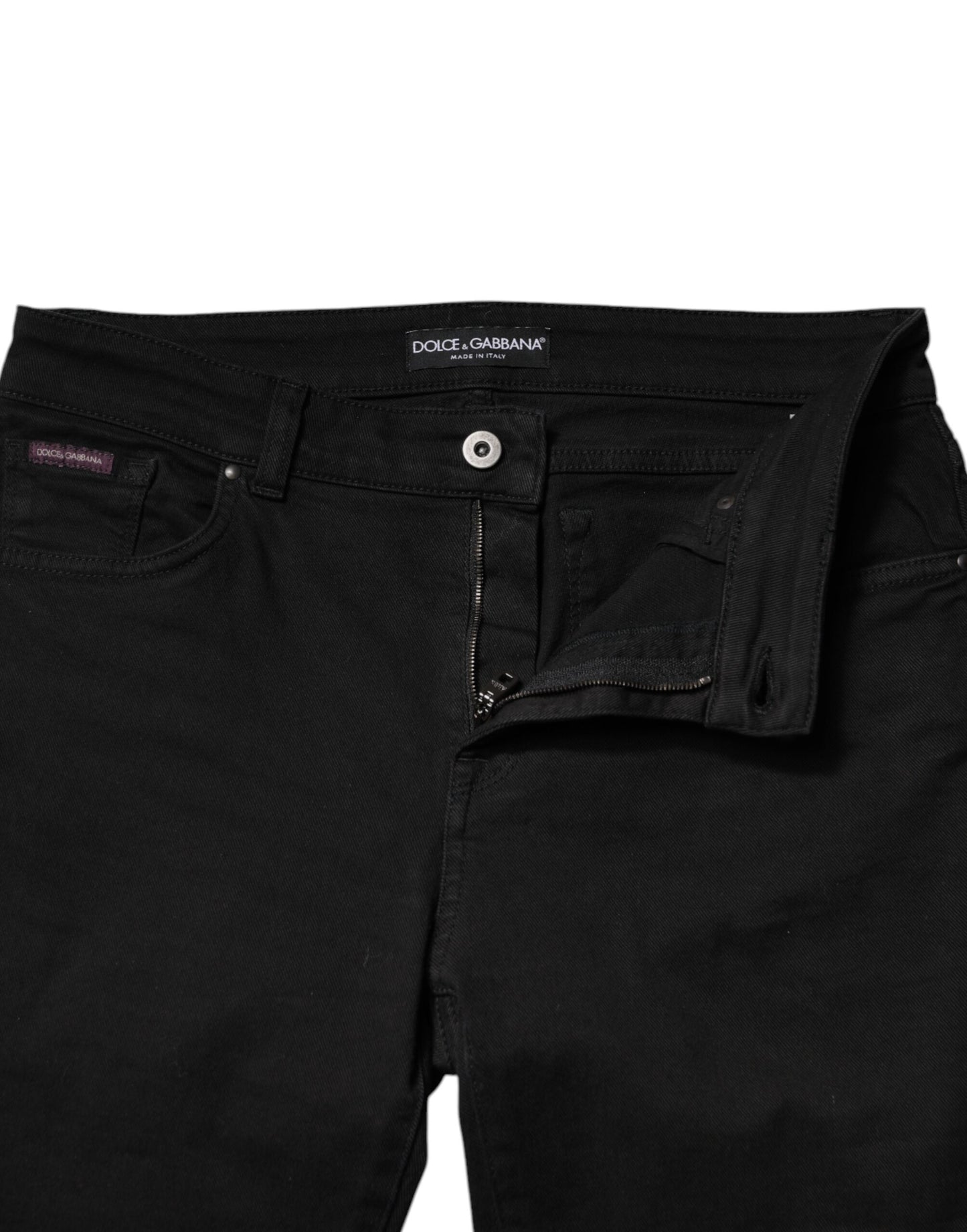 Dolce &amp; Gabbana – Schwarze Skinny-Jeans aus Baumwolle mit mittlerer Taille