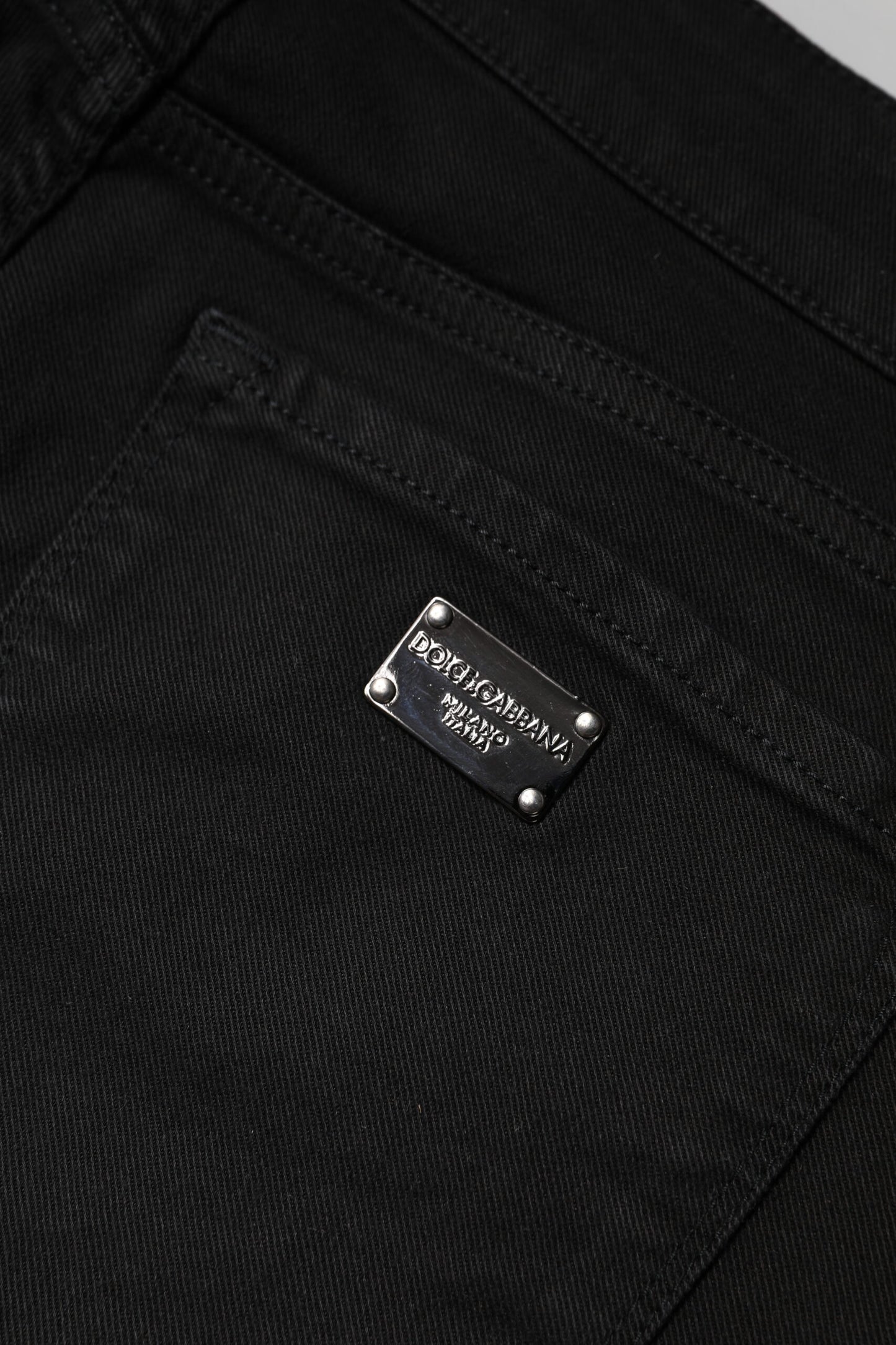 Dolce &amp; Gabbana – Schwarze Skinny-Jeans aus Baumwolle mit mittlerer Taille