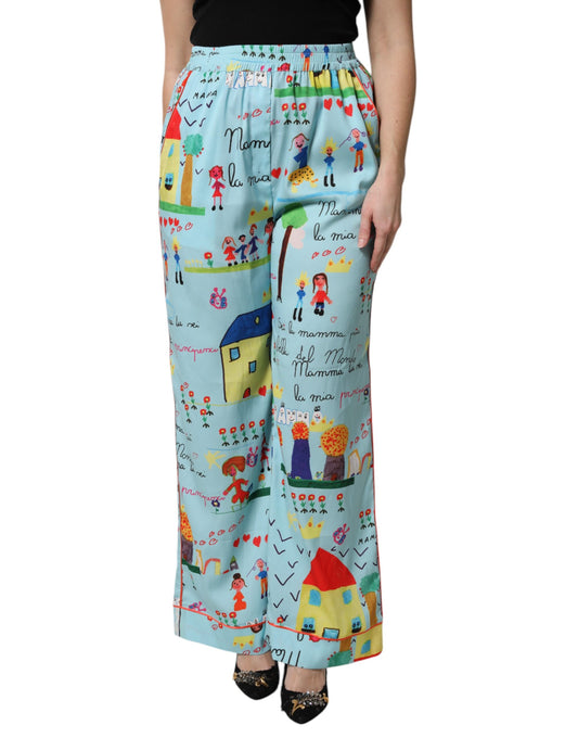 Pantalon large taille moyenne bleu clair Dolce &amp; Gabbana