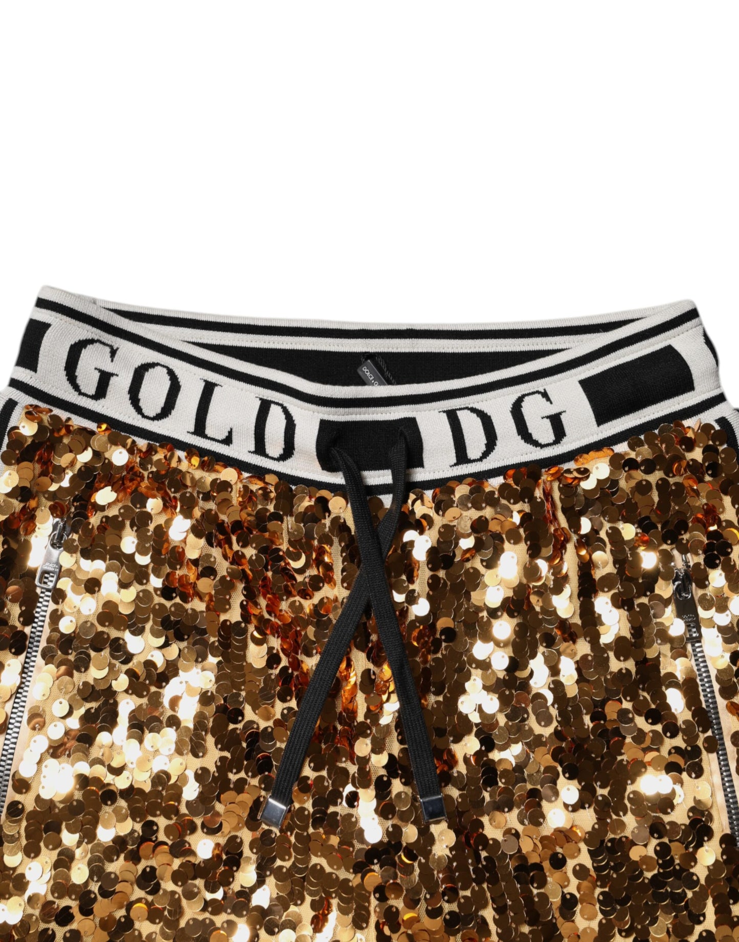 Pantalon de jogging à paillettes Dolce &amp; Gabbana avec logo DG métallisé doré