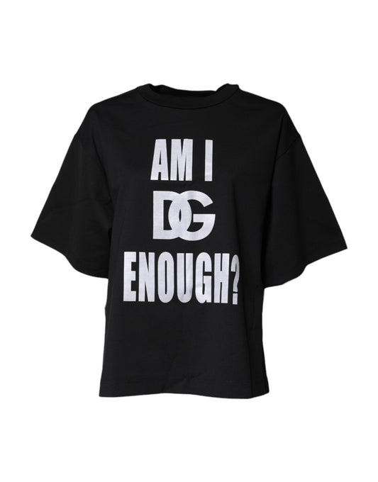 Dolce & Gabbana Black Printed Cotton Crew Neck Tee T-shirt