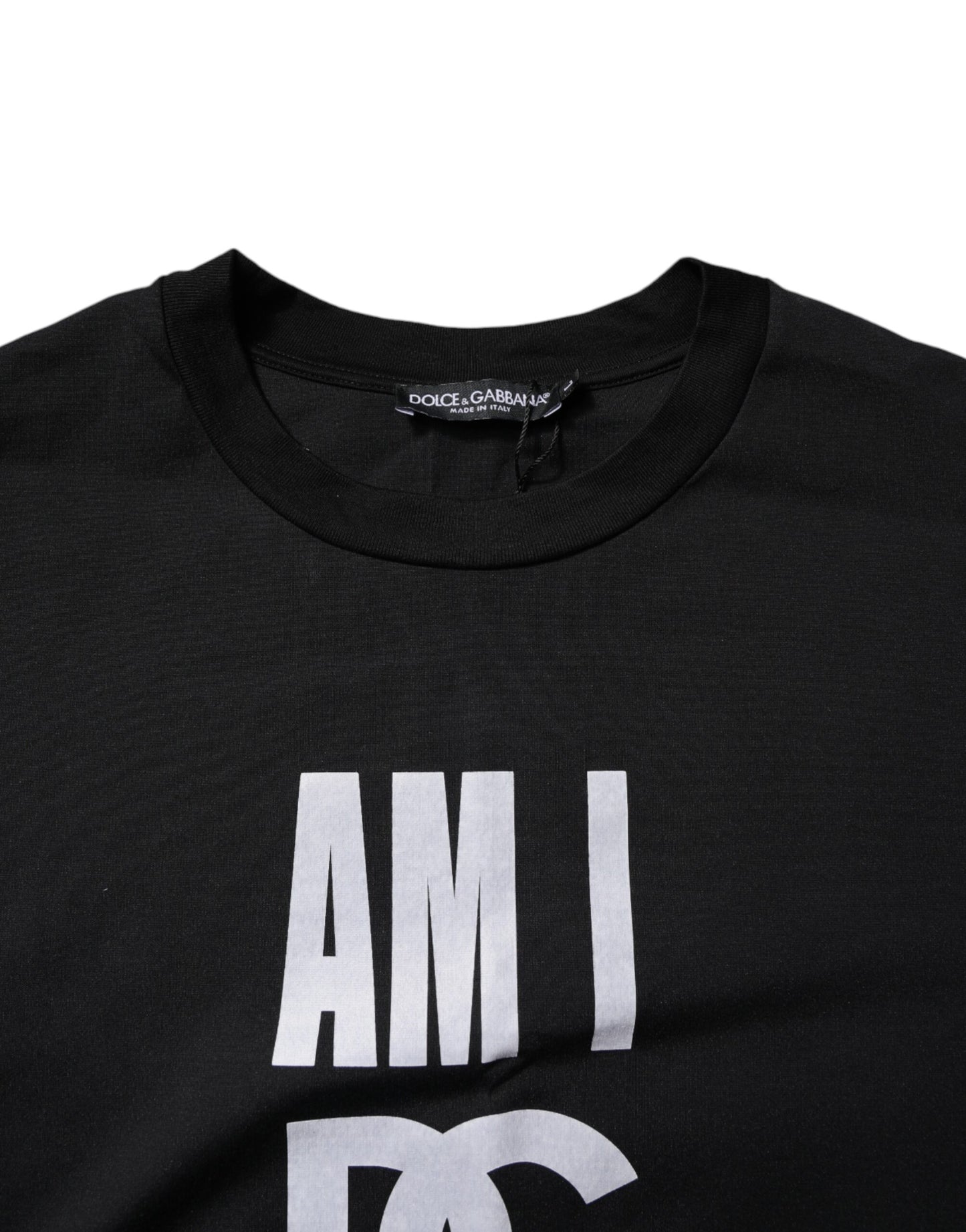 T-shirt col rond en coton imprimé noir Dolce &amp; Gabbana
