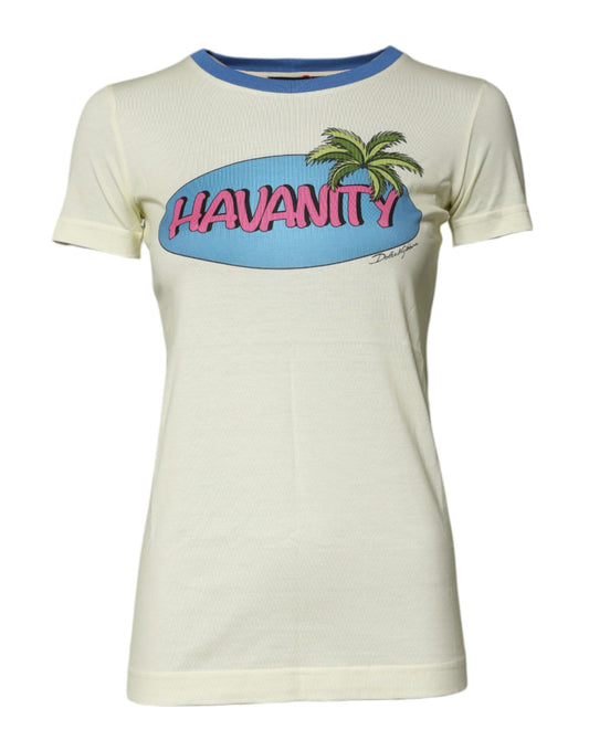 Dolce &amp; Gabbana – Hellgelbes Kurzarm-T-Shirt aus Baumwolle