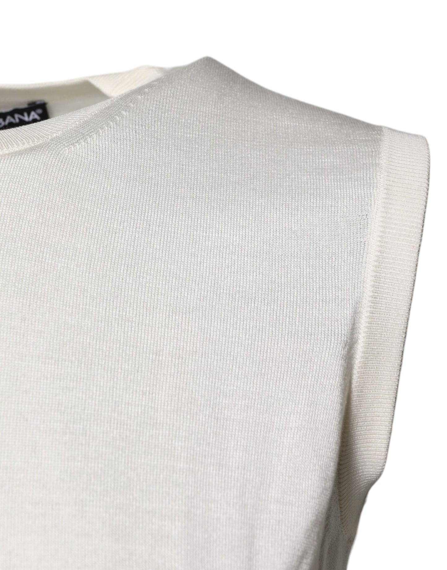 Débardeur col rond sans manches en soie crème Dolce &amp; Gabbana