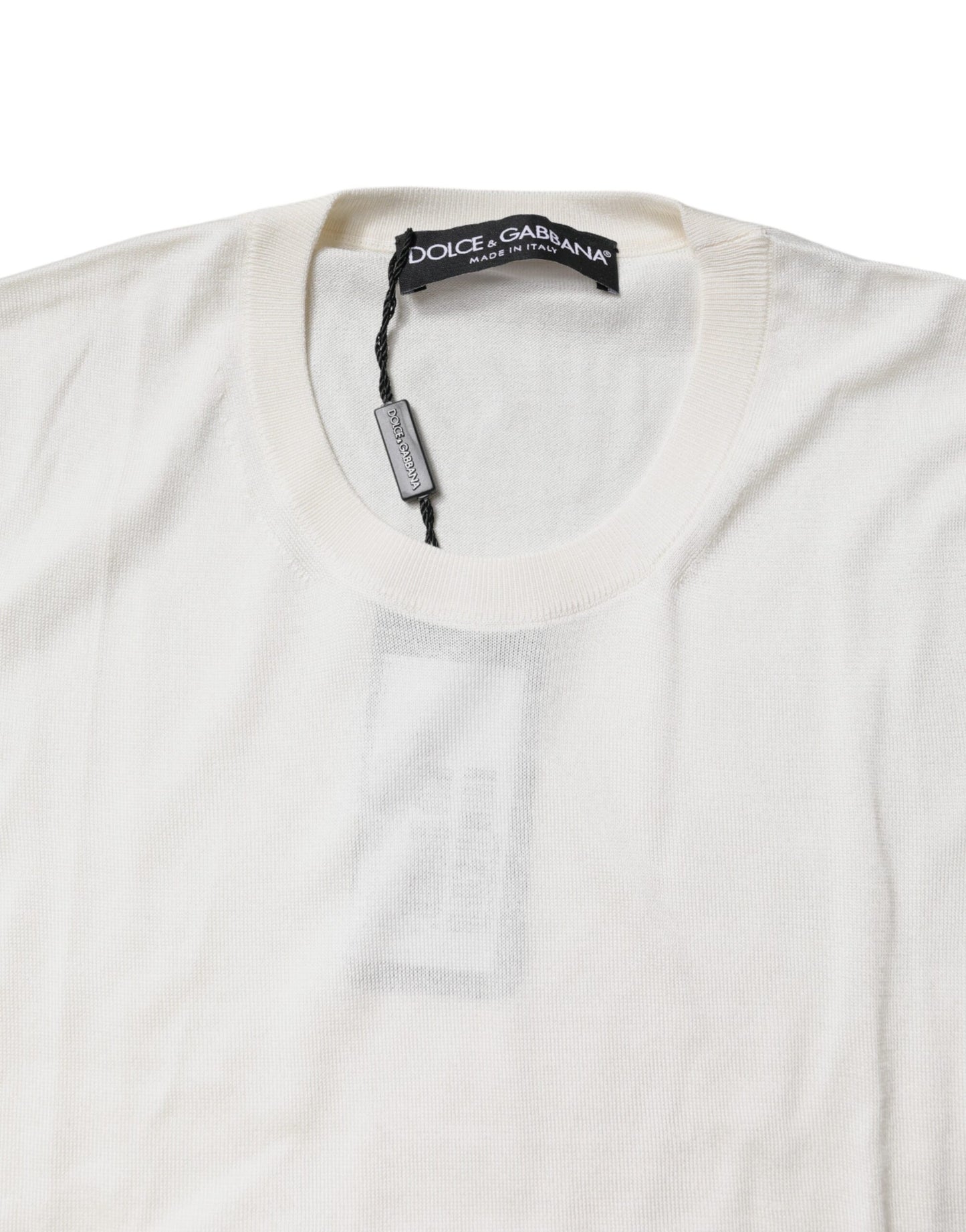 Débardeur col rond sans manches en soie crème Dolce &amp; Gabbana
