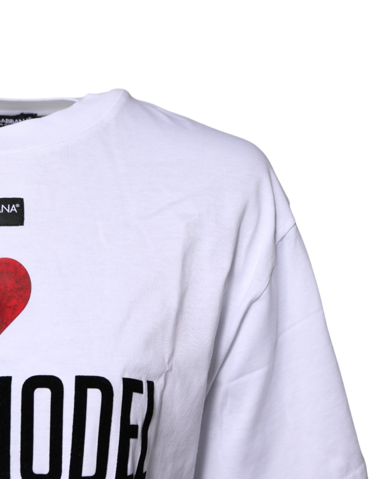 Dolce &amp; Gabbana – Weißes bedrucktes Baumwoll-T-Shirt mit Rundhalsausschnitt